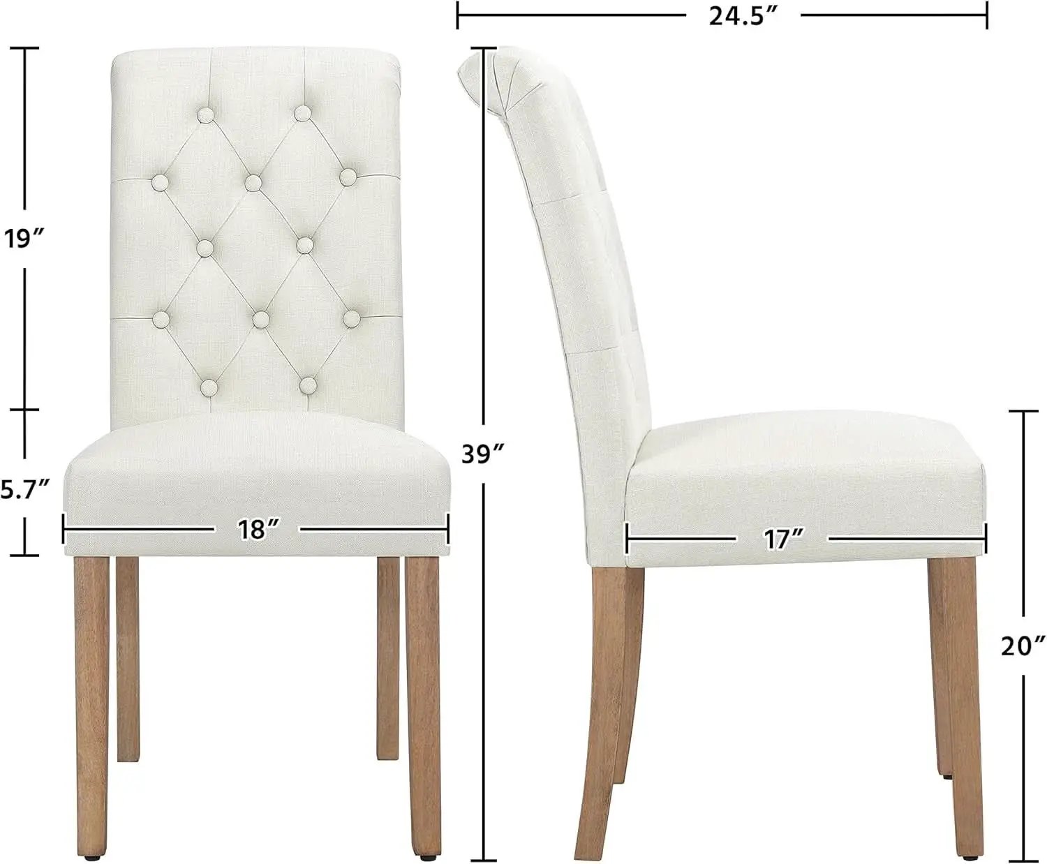 Beige Tufted Upholstered Dining Chairs Set Of 2 For Kitchen from PriceLows™