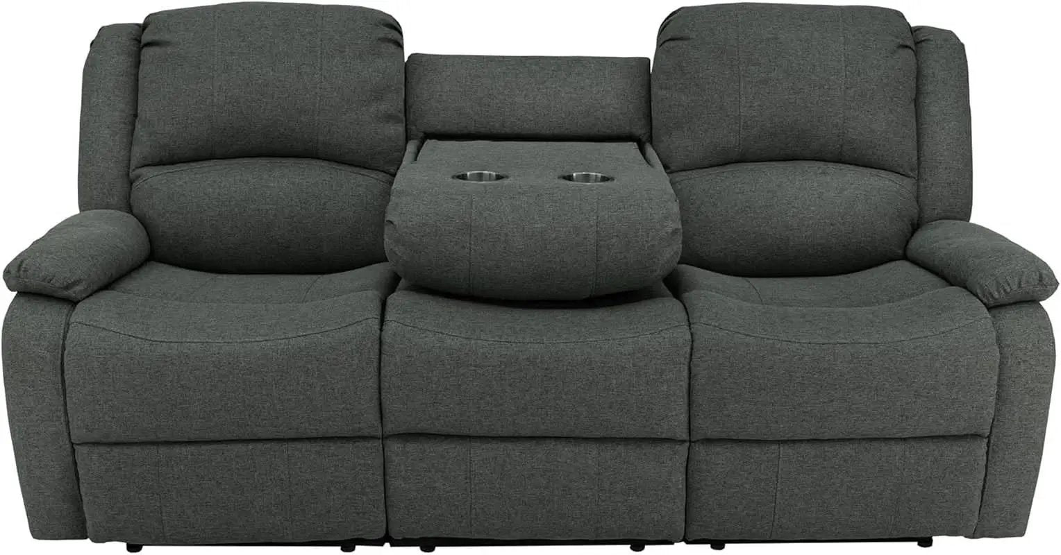 80-Inch RV Triple Recliner Sofa With Convertible Console from PriceLows™