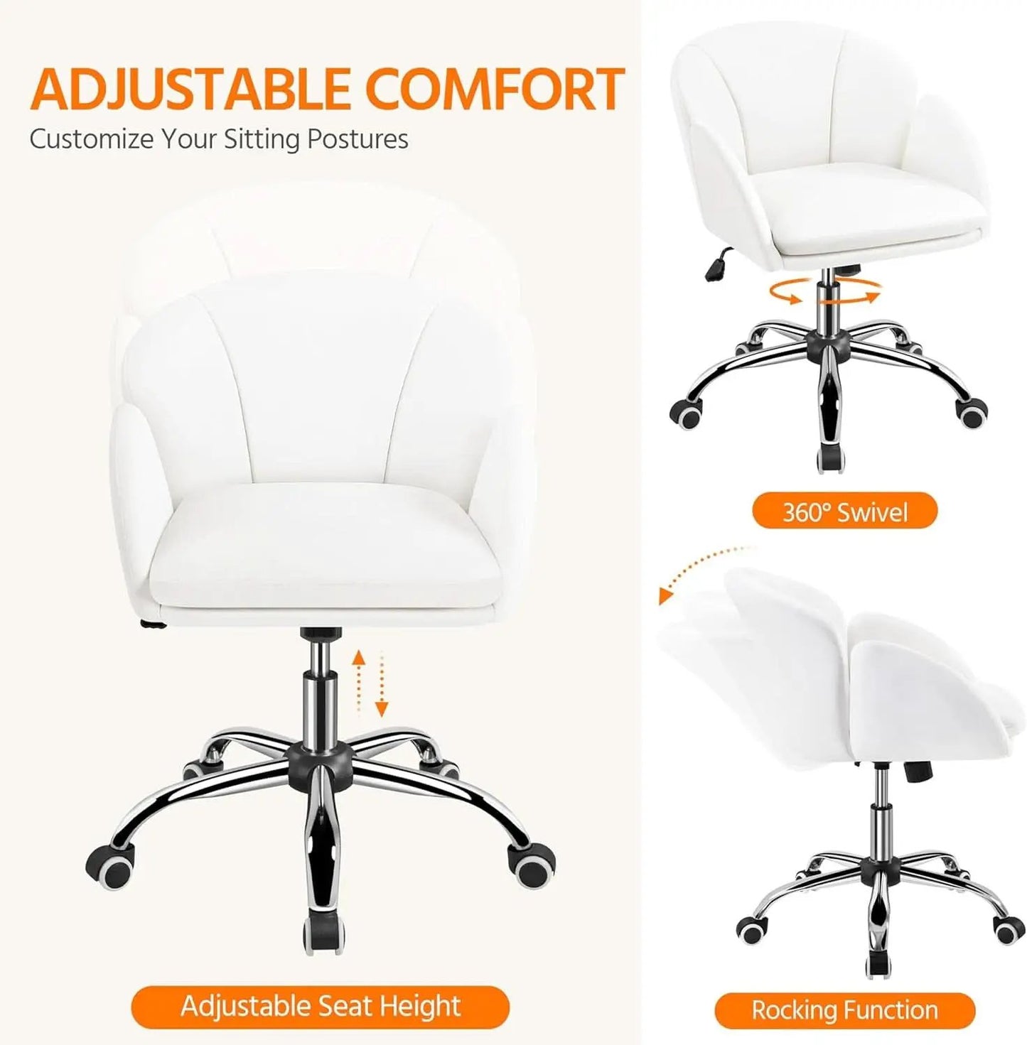 White Petal Desk Chair Faux Leather Swivel Office Chair from PriceLows™