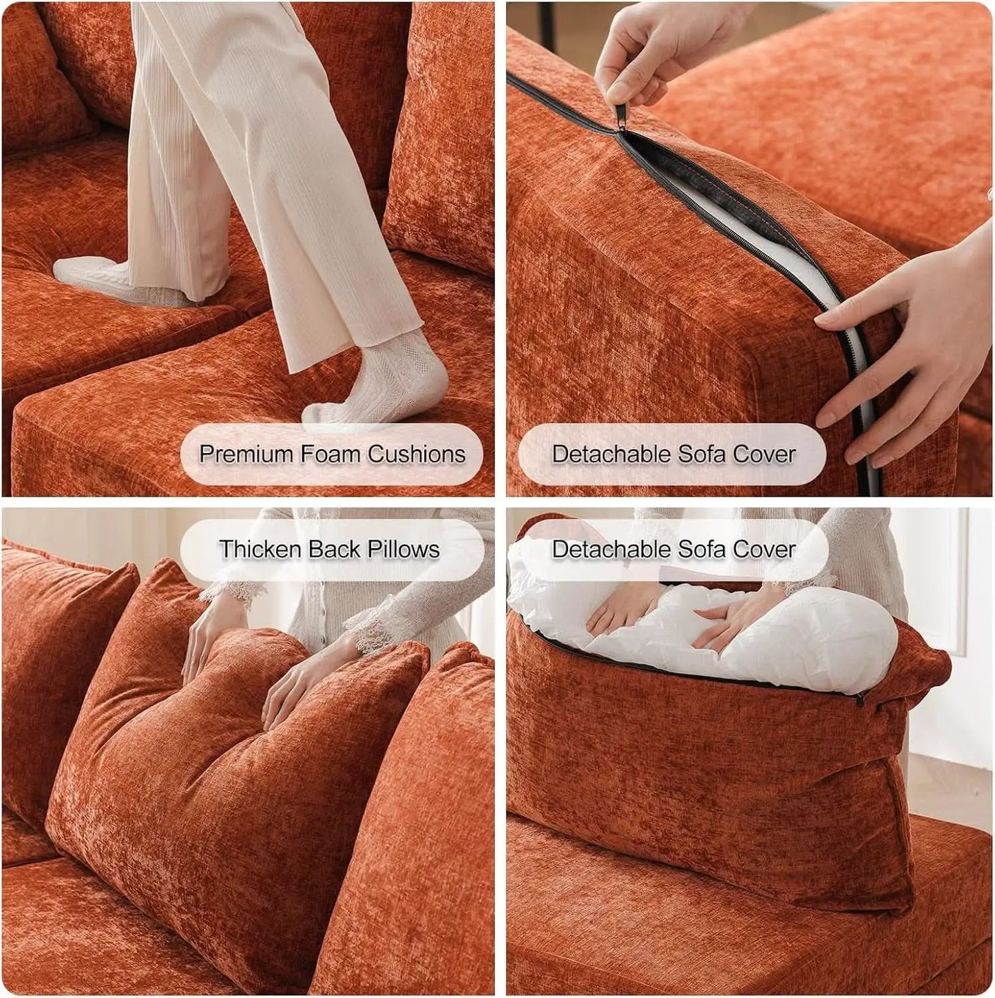 Velvet Orange 135 Modular Sectional Sofa Storage Ottoman from PriceLows™