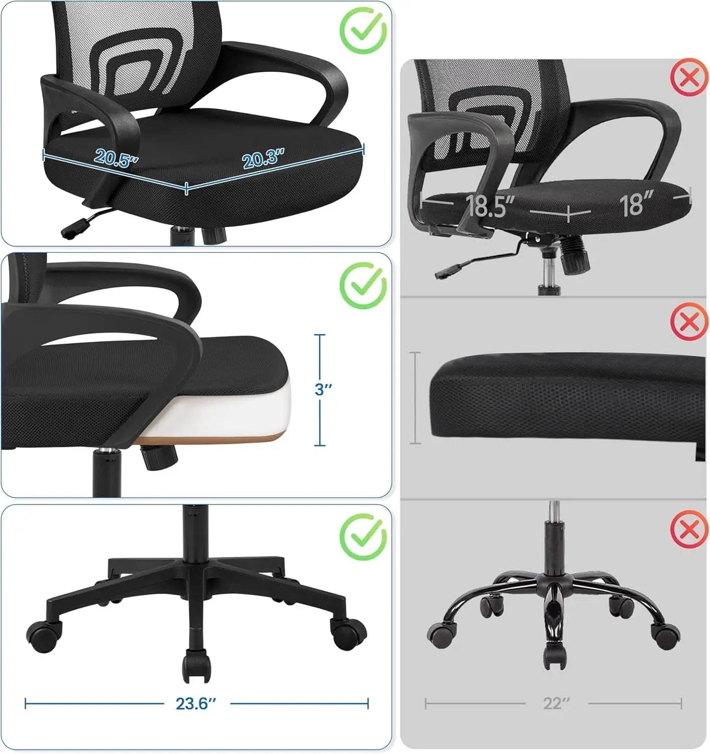 Ergonomic Mesh Office Chair With Lumbar Support Black from PriceLows™