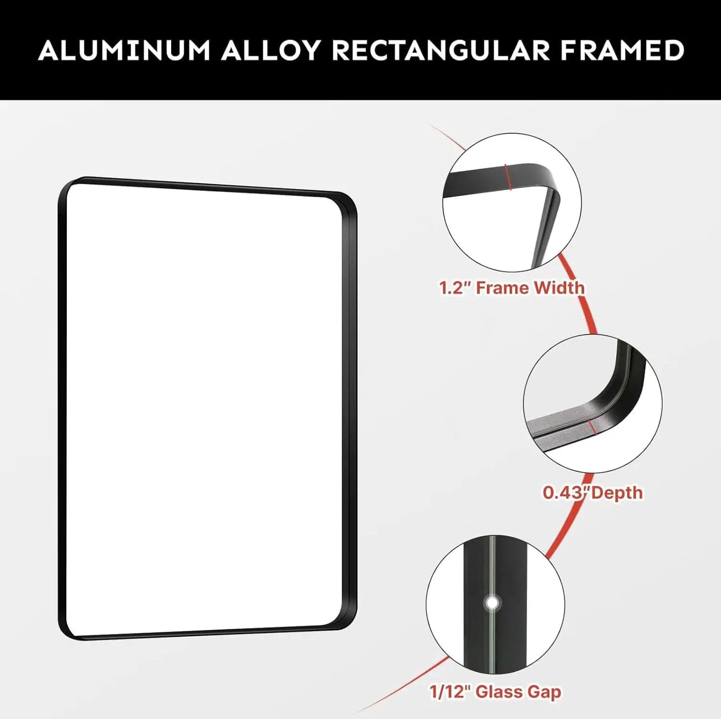 Bathroom Vanity Mirror 30x22 Aluminum Frame Durable from PriceLows™