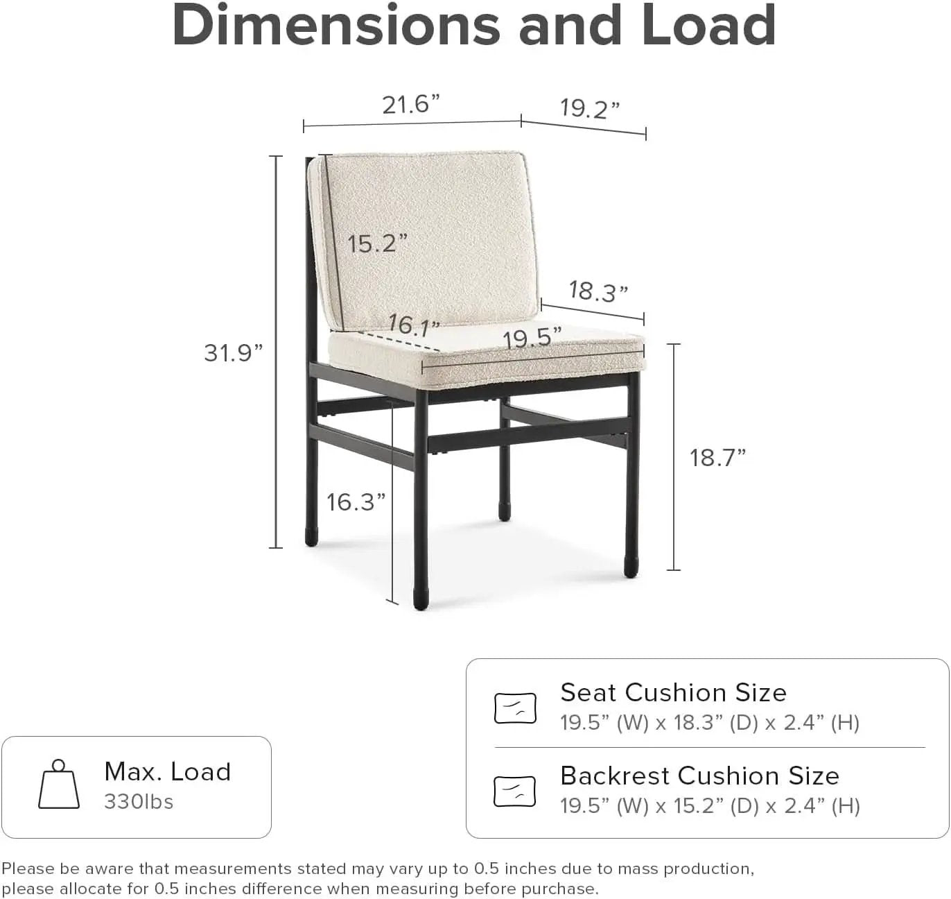 Black Dining Chairs With Removable Cushion Covers Set Of 2 from PriceLows™