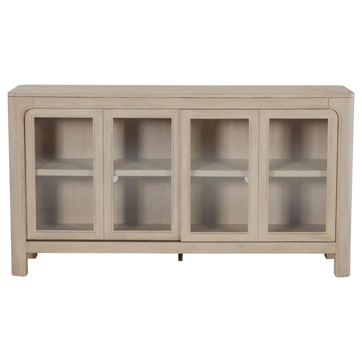 Solano Sliding Door Dining Sideboard Server Weathered Mango | 64 x 18 x 34.75 in | Engineered Wood & Glass | Dining Room