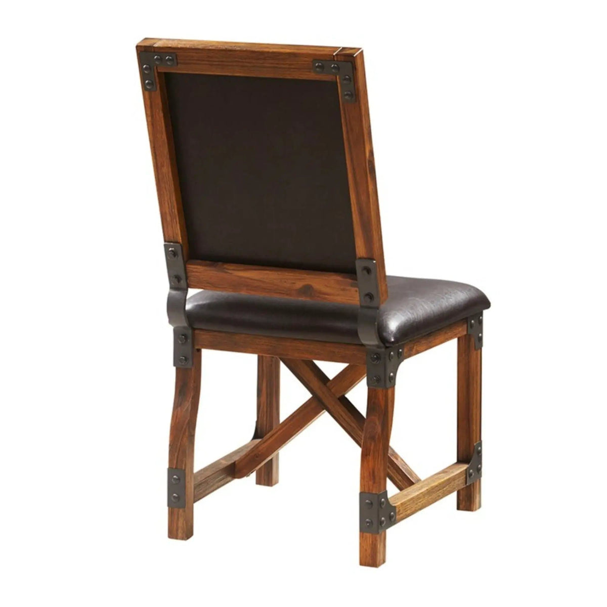 Lancaster Dining Chair Upholstery | 22 x 19.5 x 38.5 in | Solid Wood & Faux Leather | Chocolate