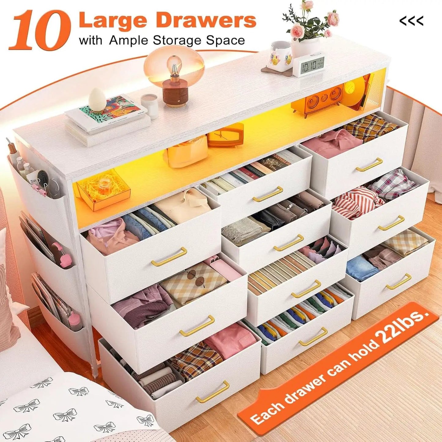 Sturdy Dresser TV Stand For 55 Inch TV With 10 Drawers from PriceLows™