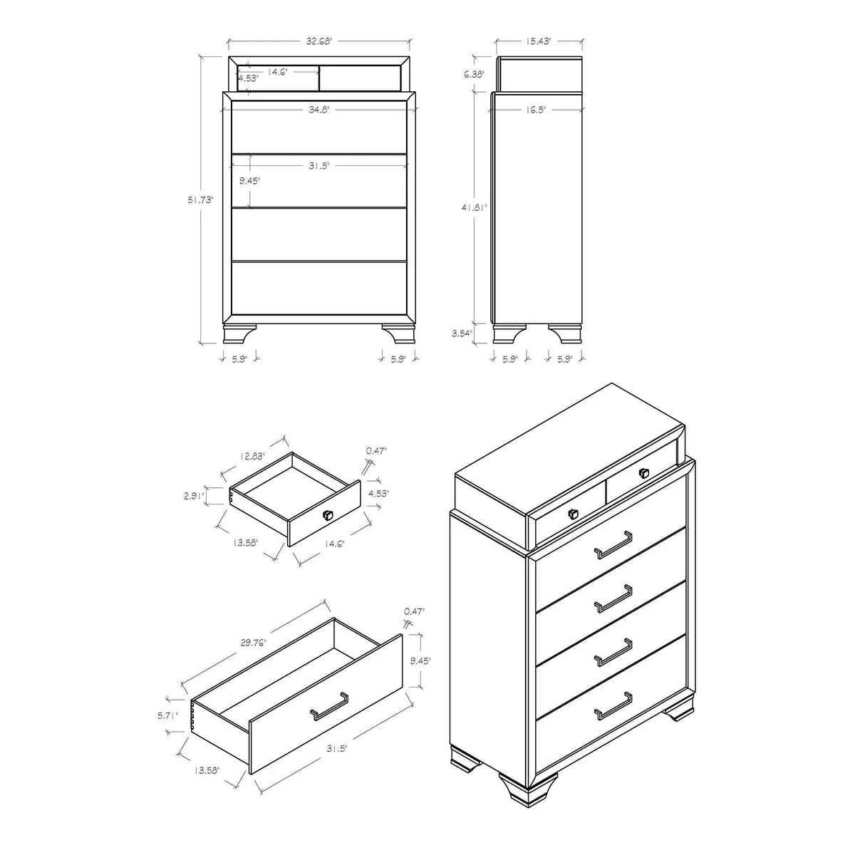 Civic Chest | 2 Pieces | Solid Wood & Metal | Living Room