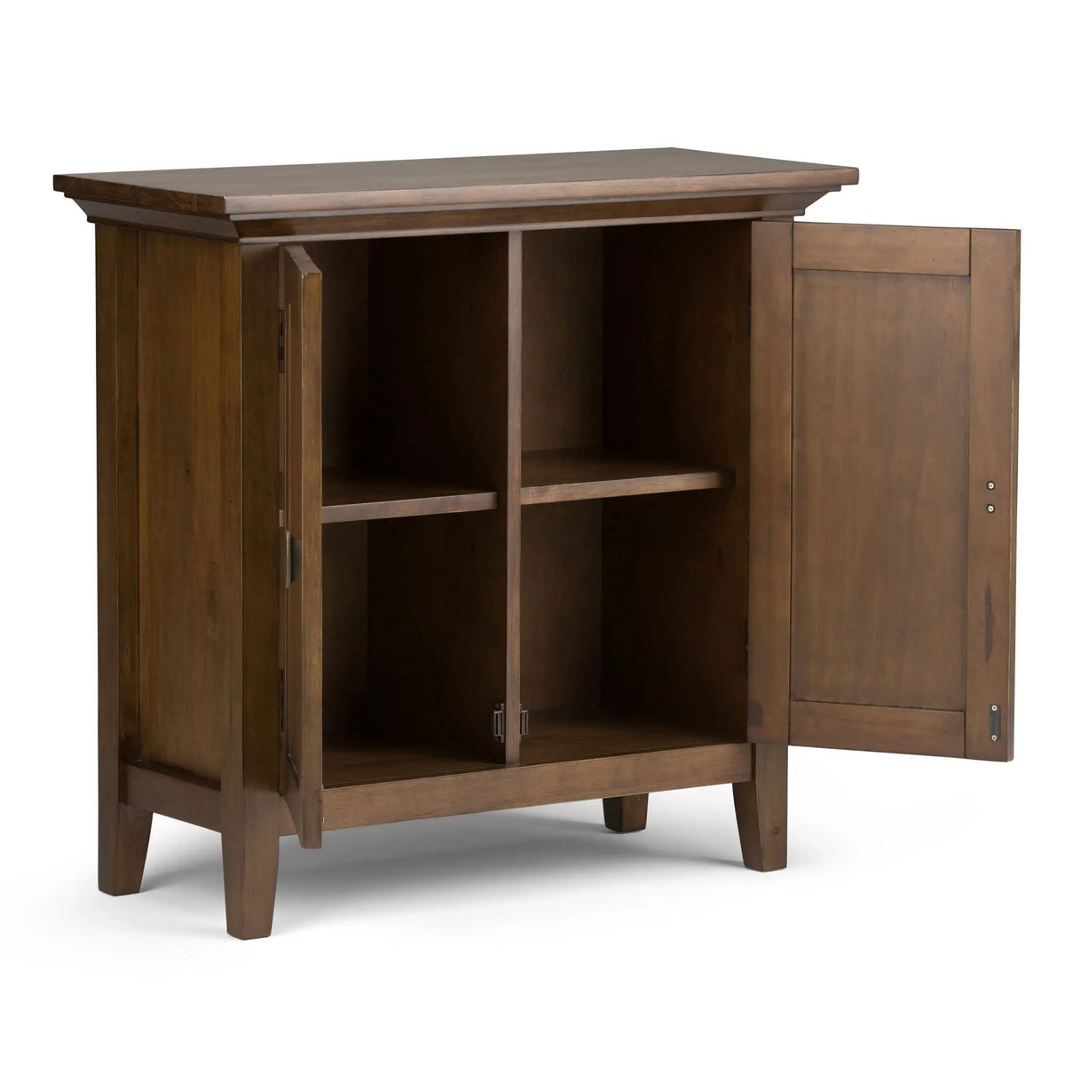 Redmond Low Storage Cabinet | Handcrafted Solid Wood | Tapered Legs | Two Adjustable Shelves