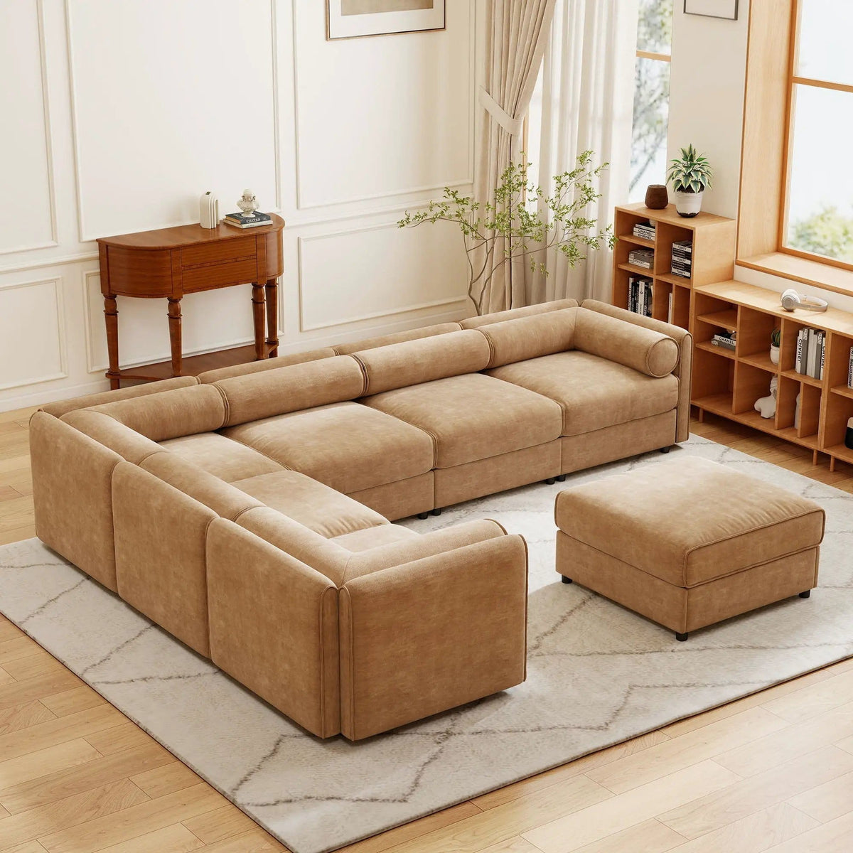 Contemporary Elegant Sofa With Storage And Ottoman 2 Piece Living Room Set | 2 Piece Living Room Set | Living Room Furniture | Living Room