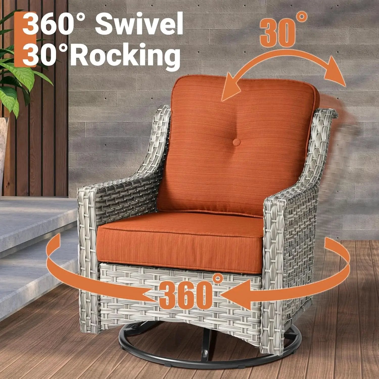 Orange 5 Piece Outdoor Patio Furniture Set With 3 Seat Sofa from PriceLows™