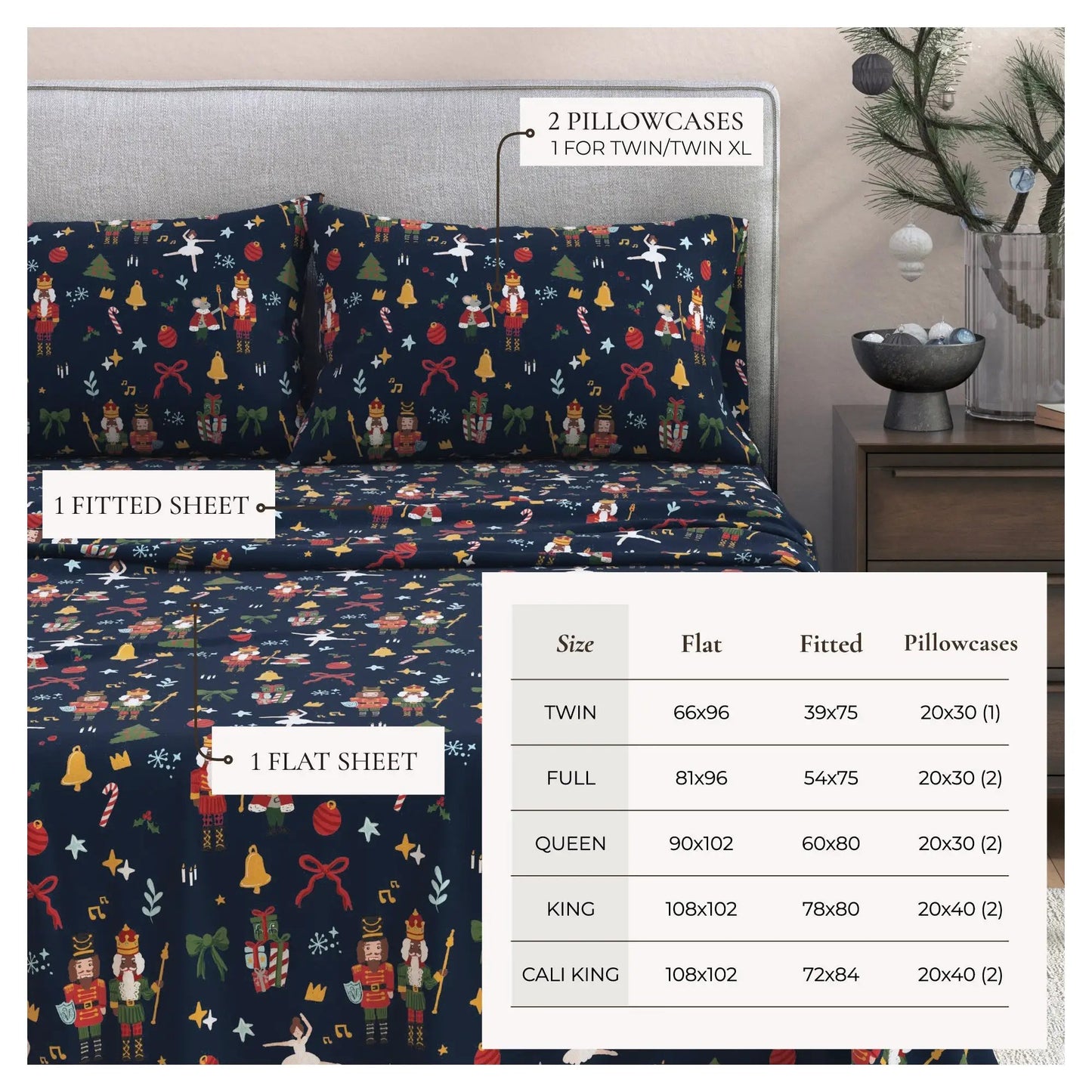 Turkish Cotton Christmas Flannel Sheet - Whittaker Collection from PriceLows™