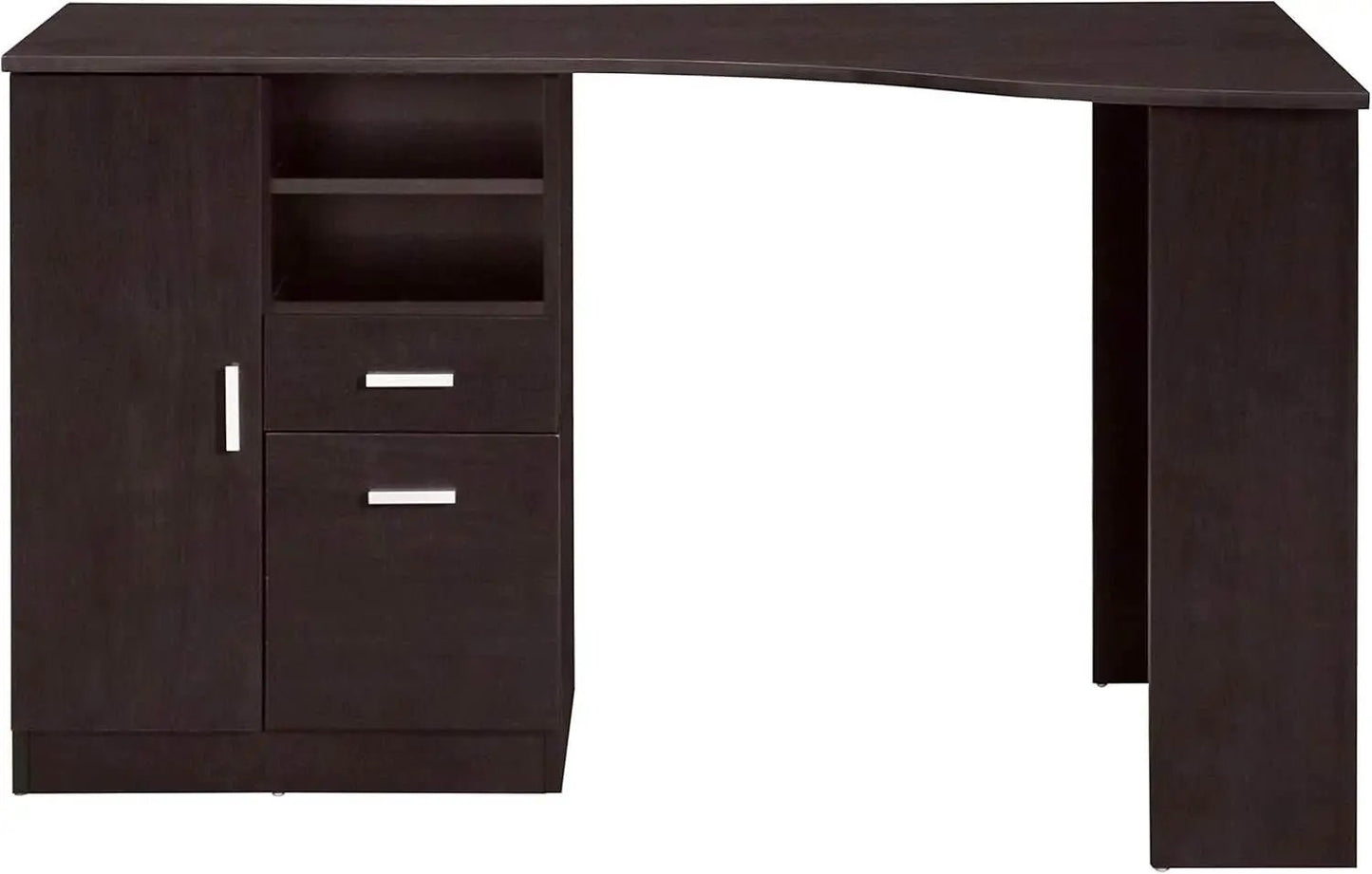 Classic Espresso Office Desk with Storage Shelves and Drawers from PriceLows™