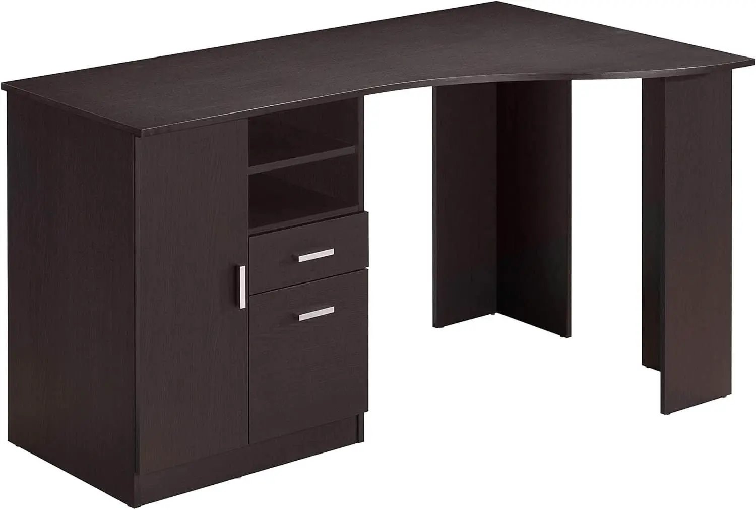 Classic Espresso Office Desk with Storage Shelves and Drawers from PriceLows™