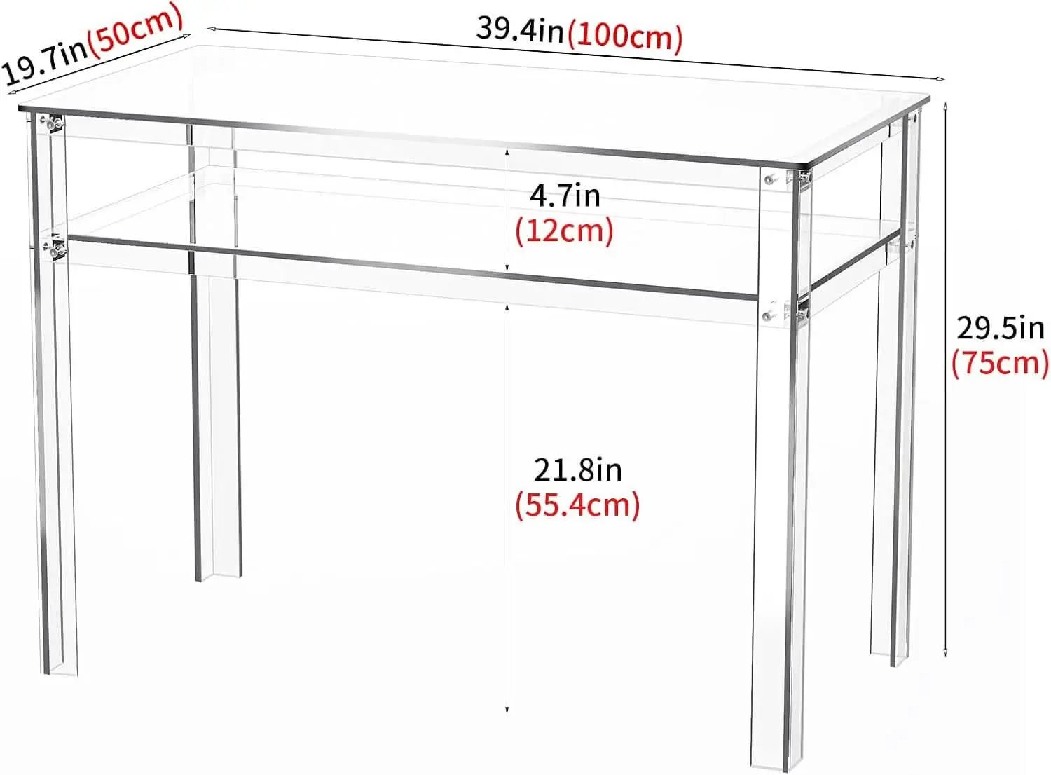 Clear Acrylic Desk with Open Storage for Home Office from PriceLows™