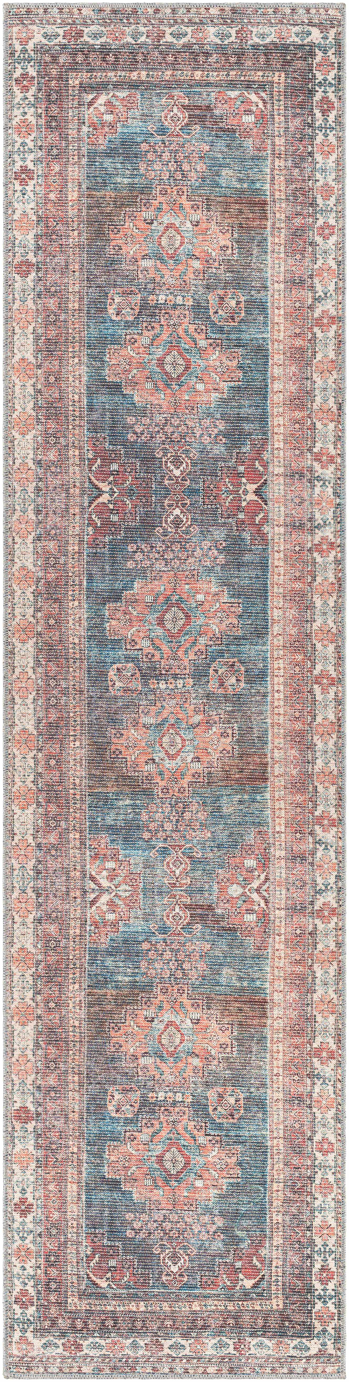 Baltinglass Rust & Blue Washable Area Rug from PriceLows™