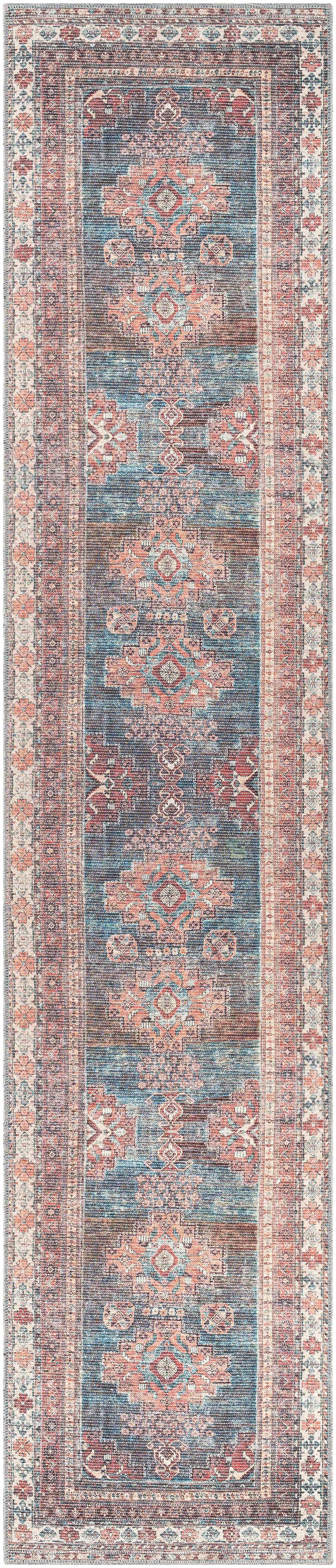 Baltinglass Rust & Blue Washable Area Rug from PriceLows™
