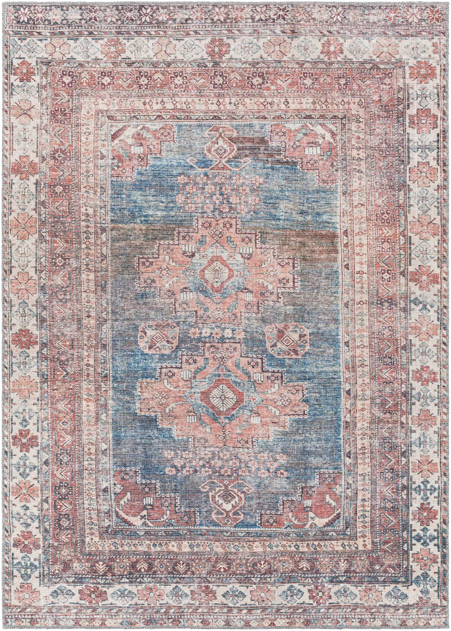 Baltinglass Rust & Blue Washable Area Rug from PriceLows™
