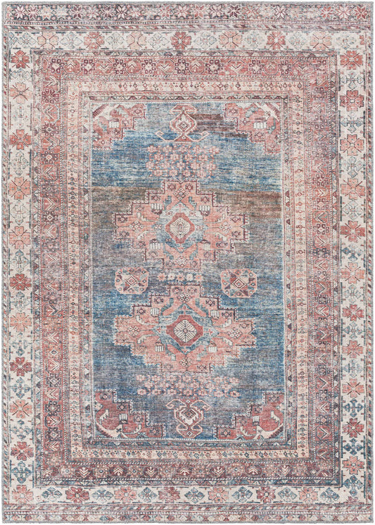 Baltinglass Rust & Blue Washable Area Rug from PriceLows™