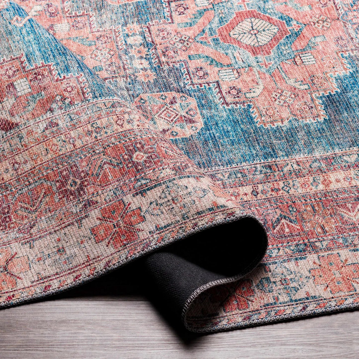 Baltinglass Rust & Blue Washable Area Rug from PriceLows™