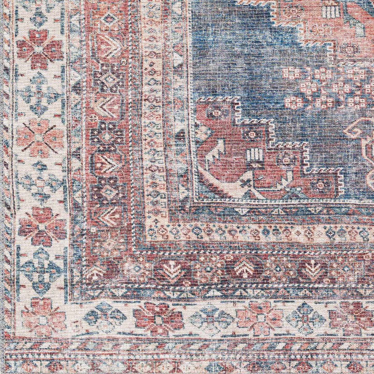 Baltinglass Rust & Blue Washable Area Rug from PriceLows™