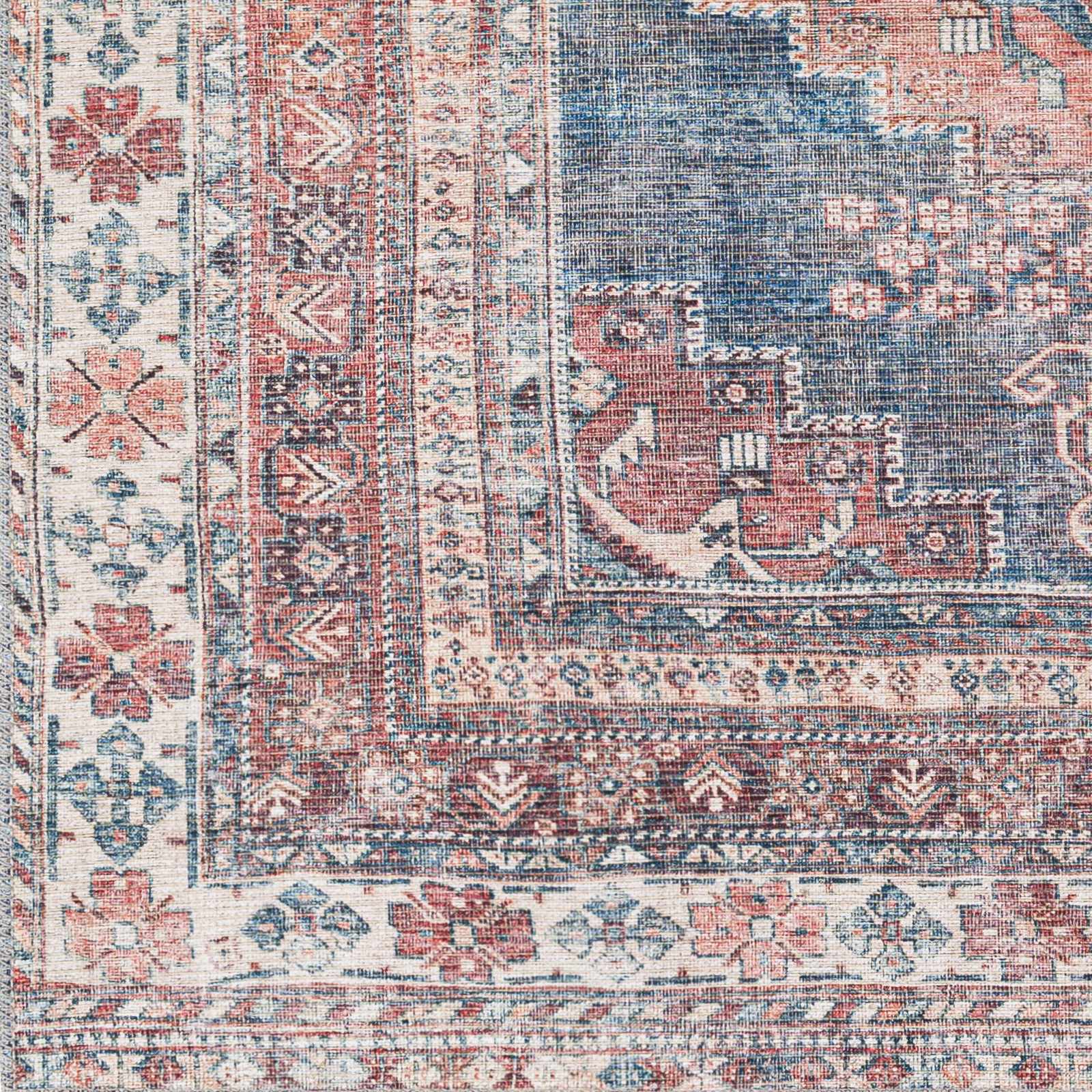 Baltinglass Rust & Blue Washable Area Rug from PriceLows™