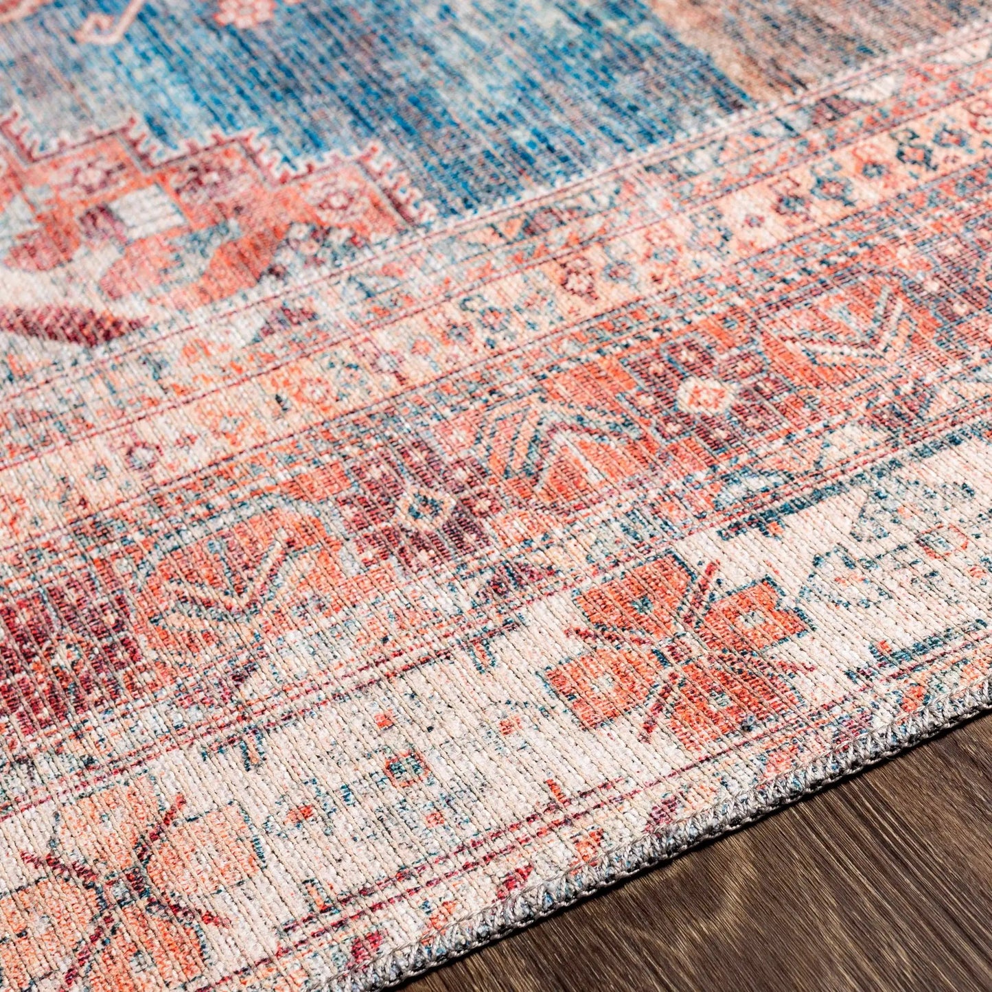 Baltinglass Rust & Blue Washable Area Rug from PriceLows™