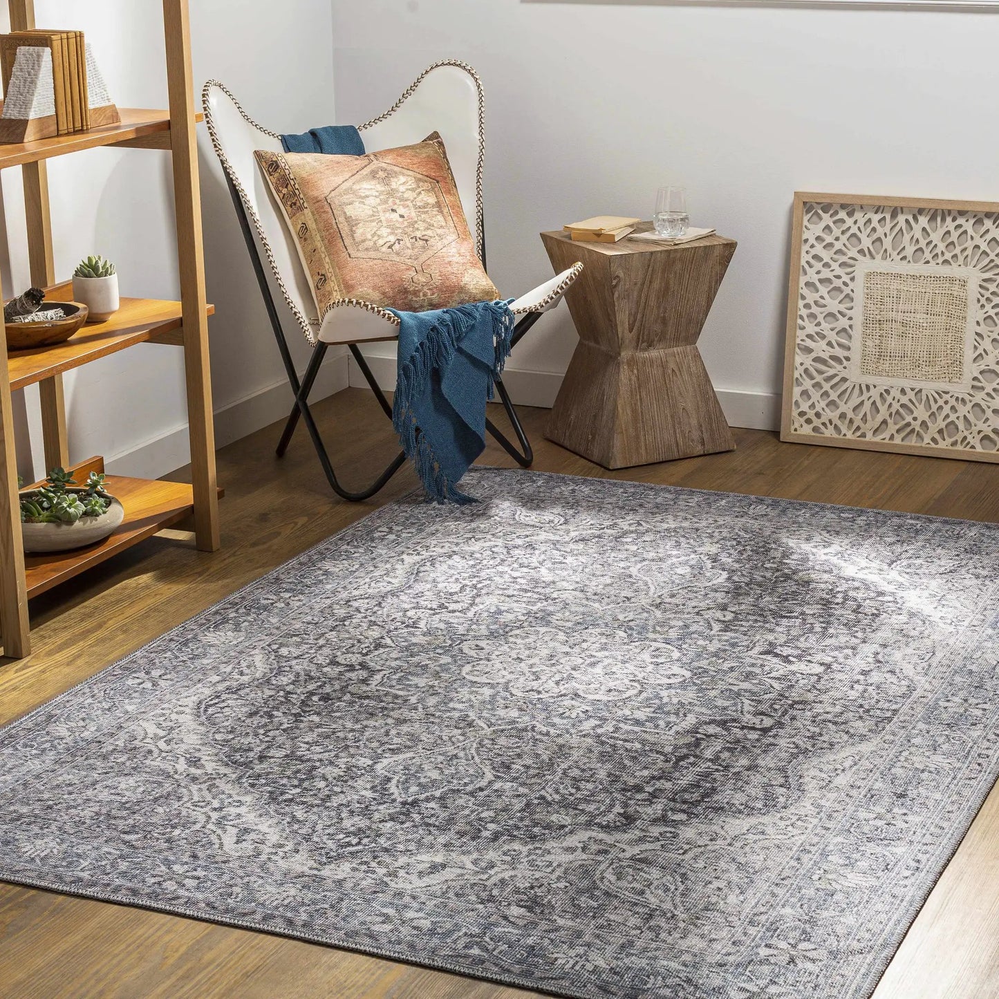 Tavas Blue Medallion Washable Rug from PriceLows™