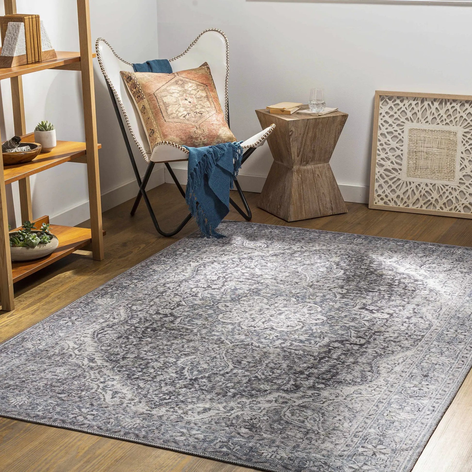 Tavas Blue Medallion Washable Rug from PriceLows™