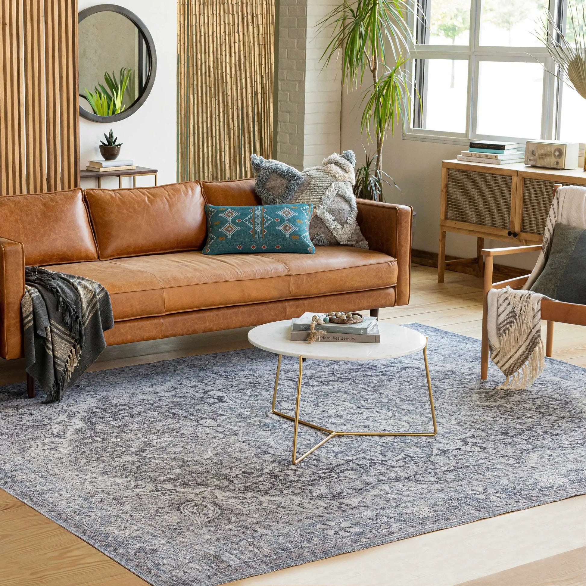 Tavas Blue Medallion Washable Rug from PriceLows™