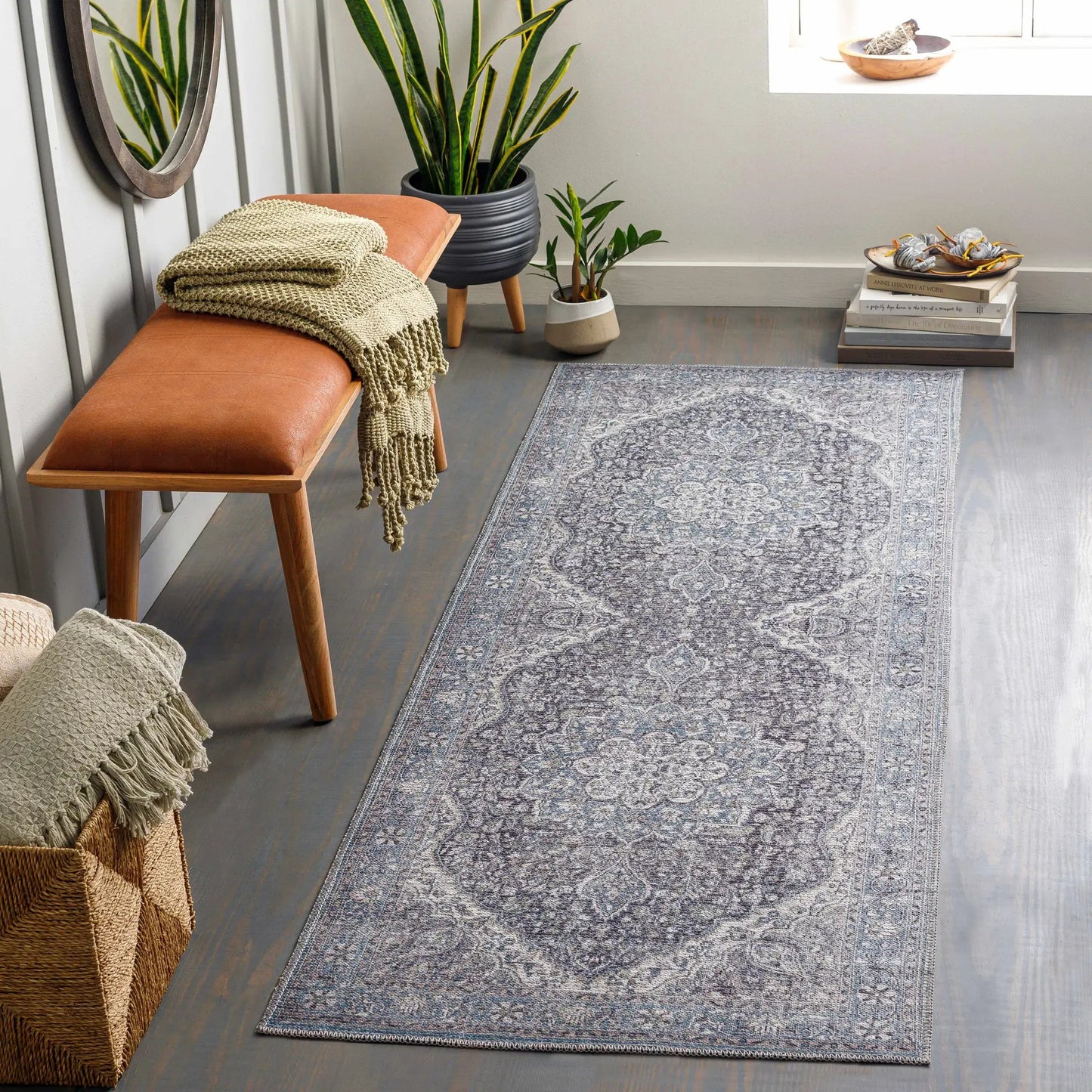 Tavas Blue Medallion Washable Rug from PriceLows™