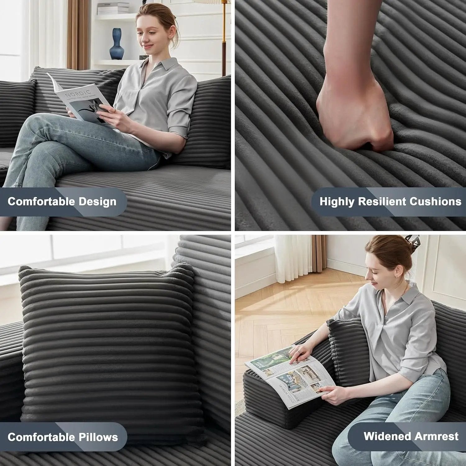 Cloud Sectional Couch Modular Sofa with Deep Seat from PriceLows™
