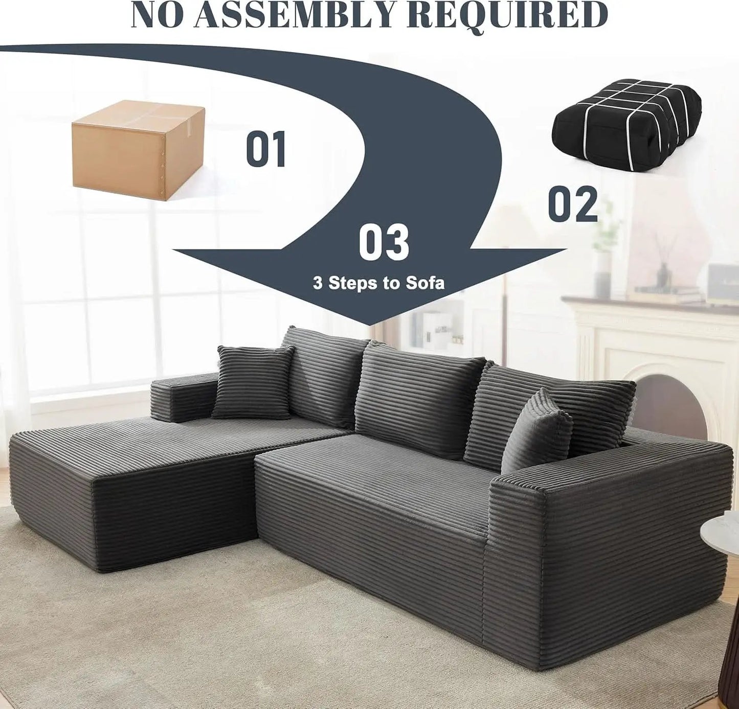 Cloud Sectional Couch Modular Sofa with Deep Seat from PriceLows™