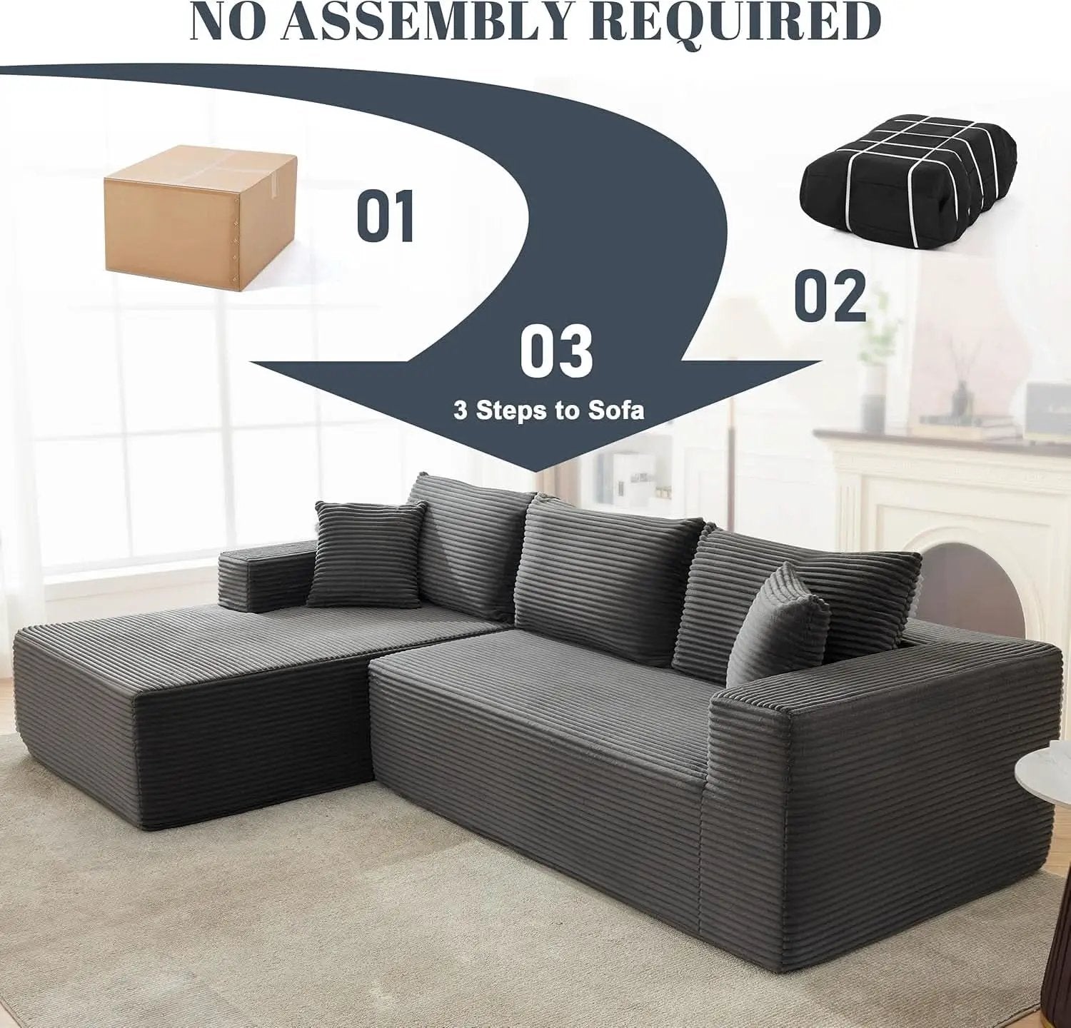 Cloud Sectional Couch Modular Sofa with Deep Seat from PriceLows™