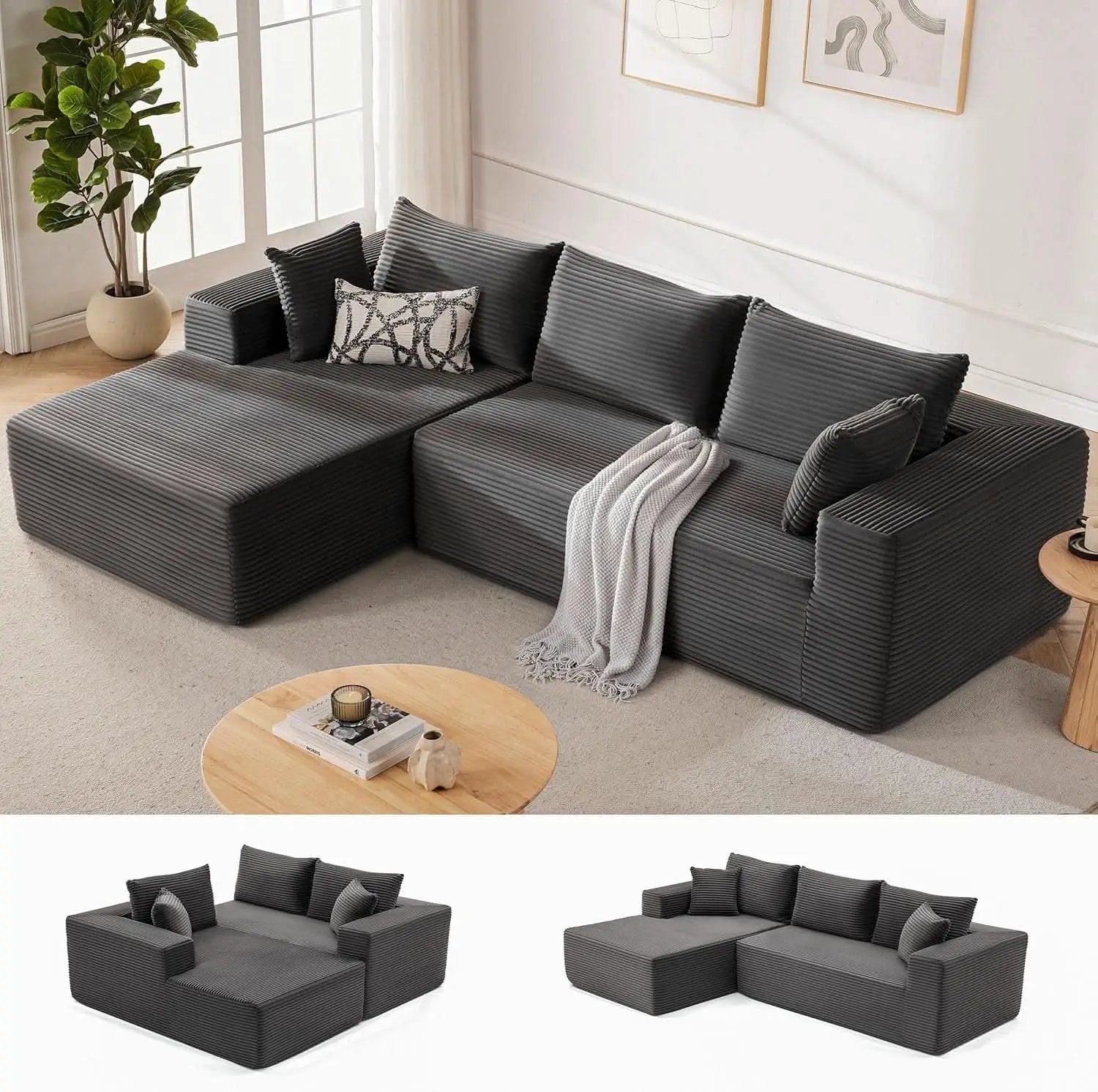 Cloud Sectional Couch Modular Sofa with Deep Seat from PriceLows™
