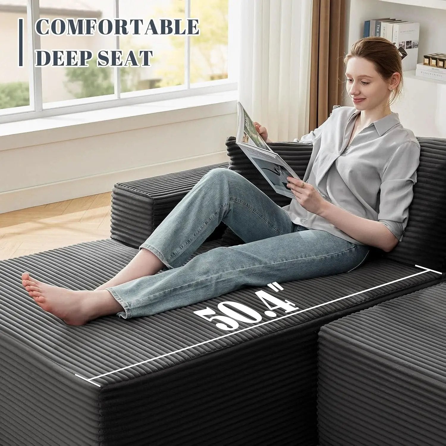 Cloud Sectional Couch Modular Sofa with Deep Seat from PriceLows™
