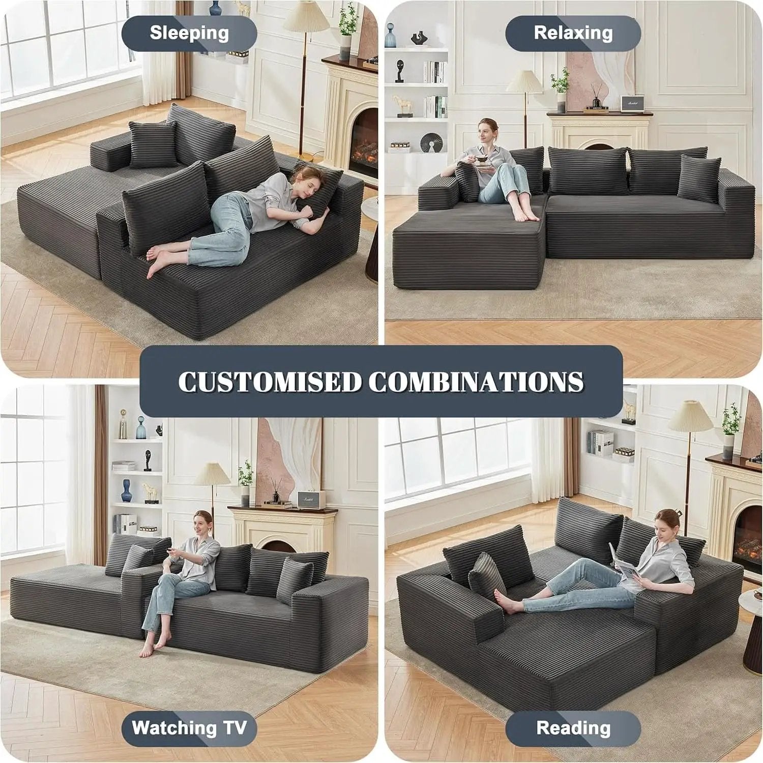 Cloud Sectional Couch Modular Sofa with Deep Seat from PriceLows™