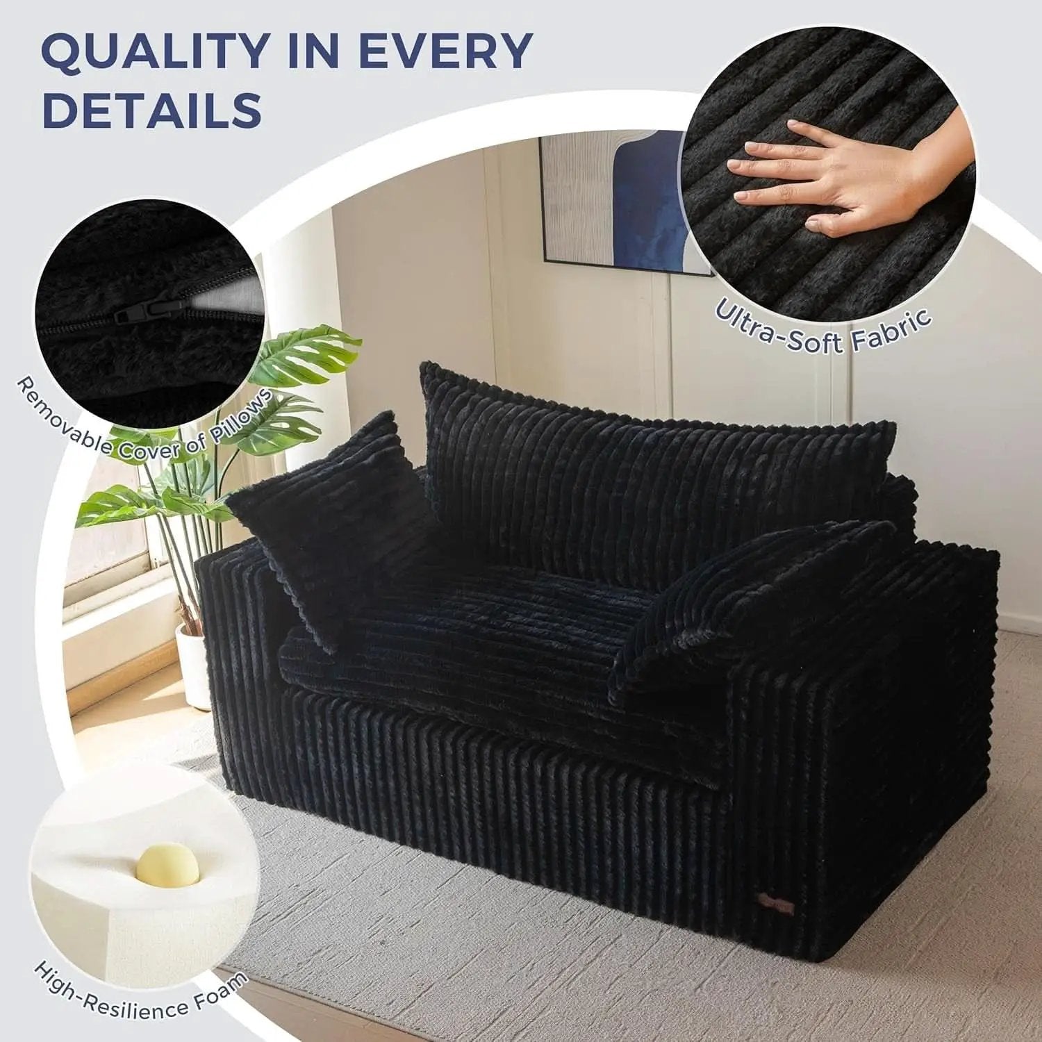 Comfortable Bean Bag Chair with Wide Armrests and Support from PriceLows™