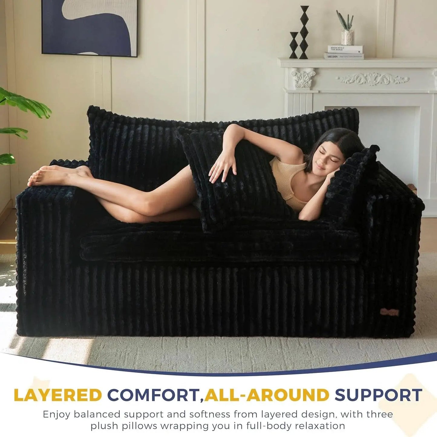 Comfortable Bean Bag Chair with Wide Armrests and Support from PriceLows™