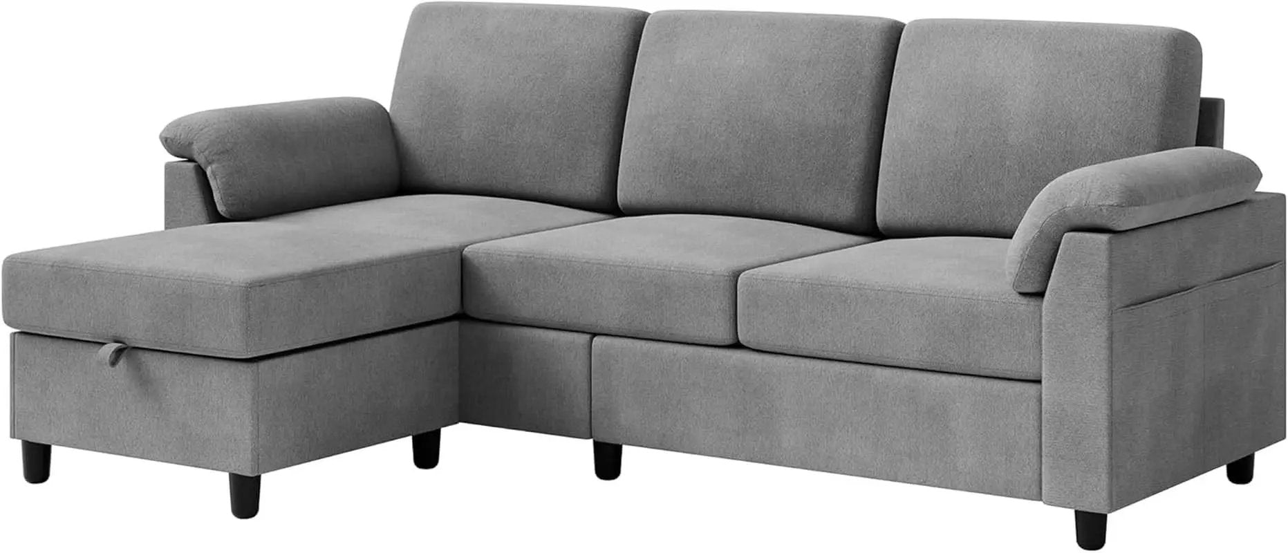 Comfortable L Shaped Convertible Sectional Sofa with Pillows from PriceLows™