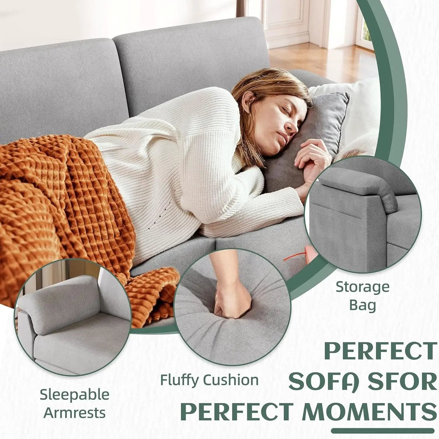 Comfortable L Shaped Convertible Sectional Sofa with Pillows from PriceLows™