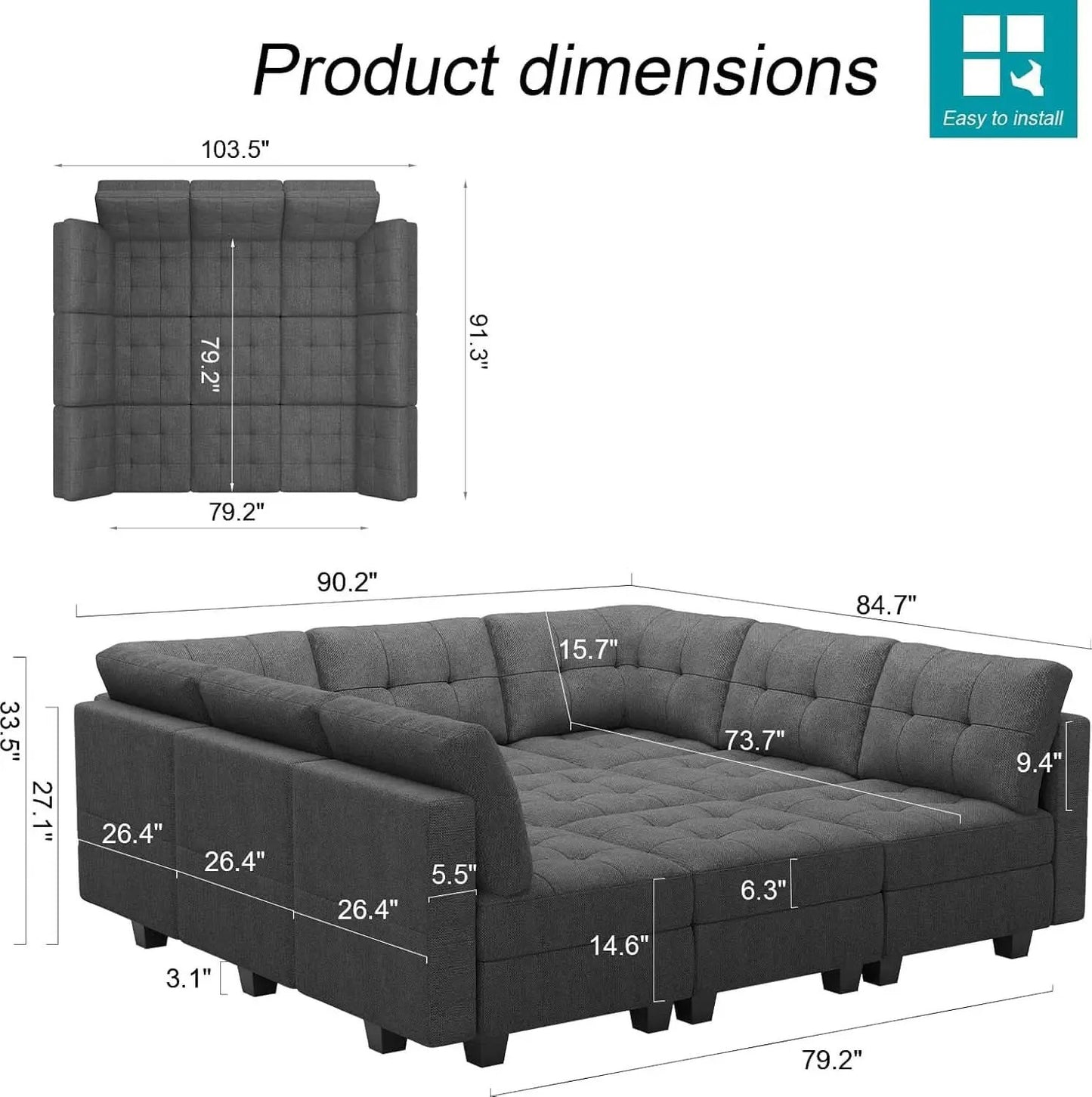 Comfortable Modular Sleeper Sofa Couch with Storage Solution from PriceLows™