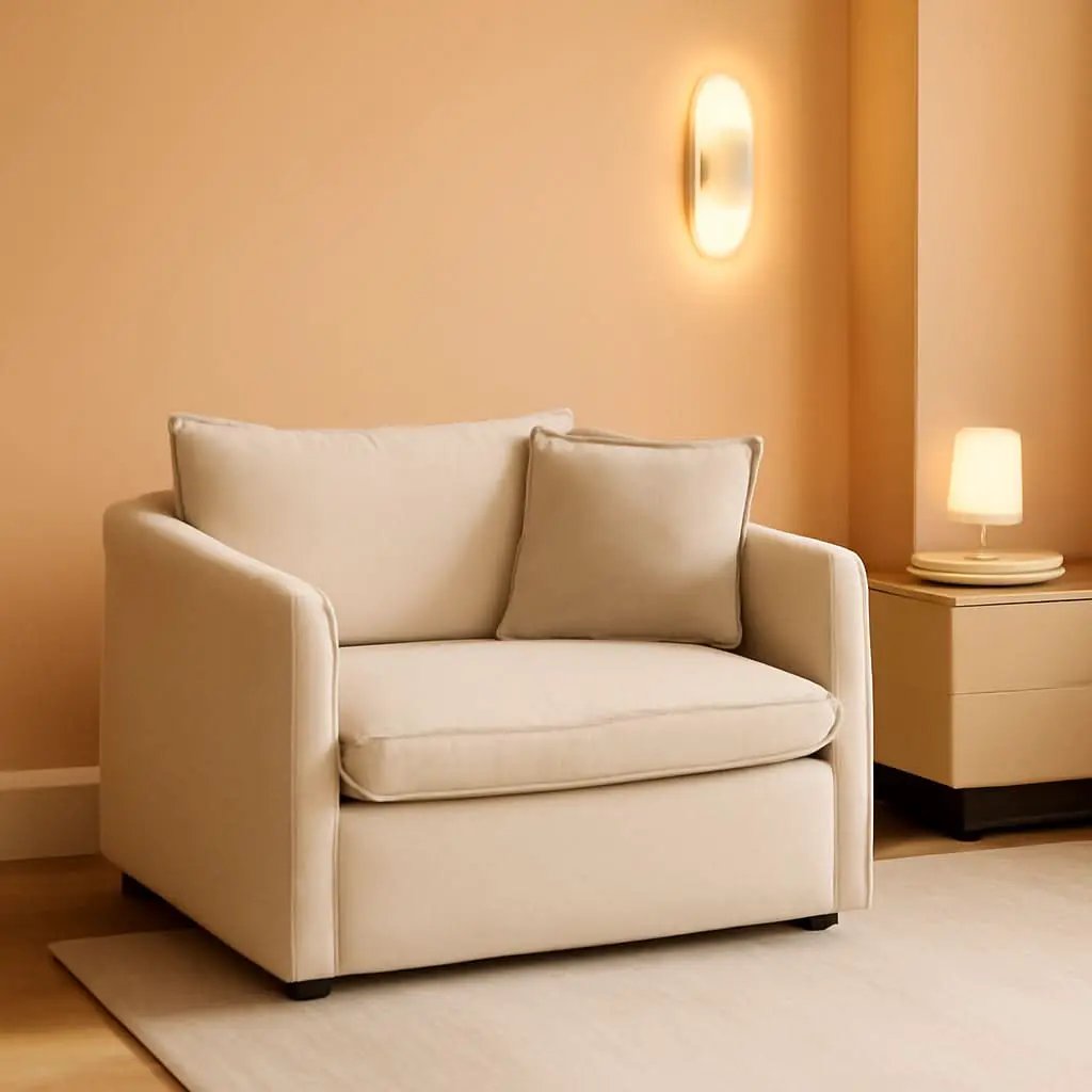 Comfy Chenille Sofa Chair with Toss Pillow Light Coffee from PriceLows™