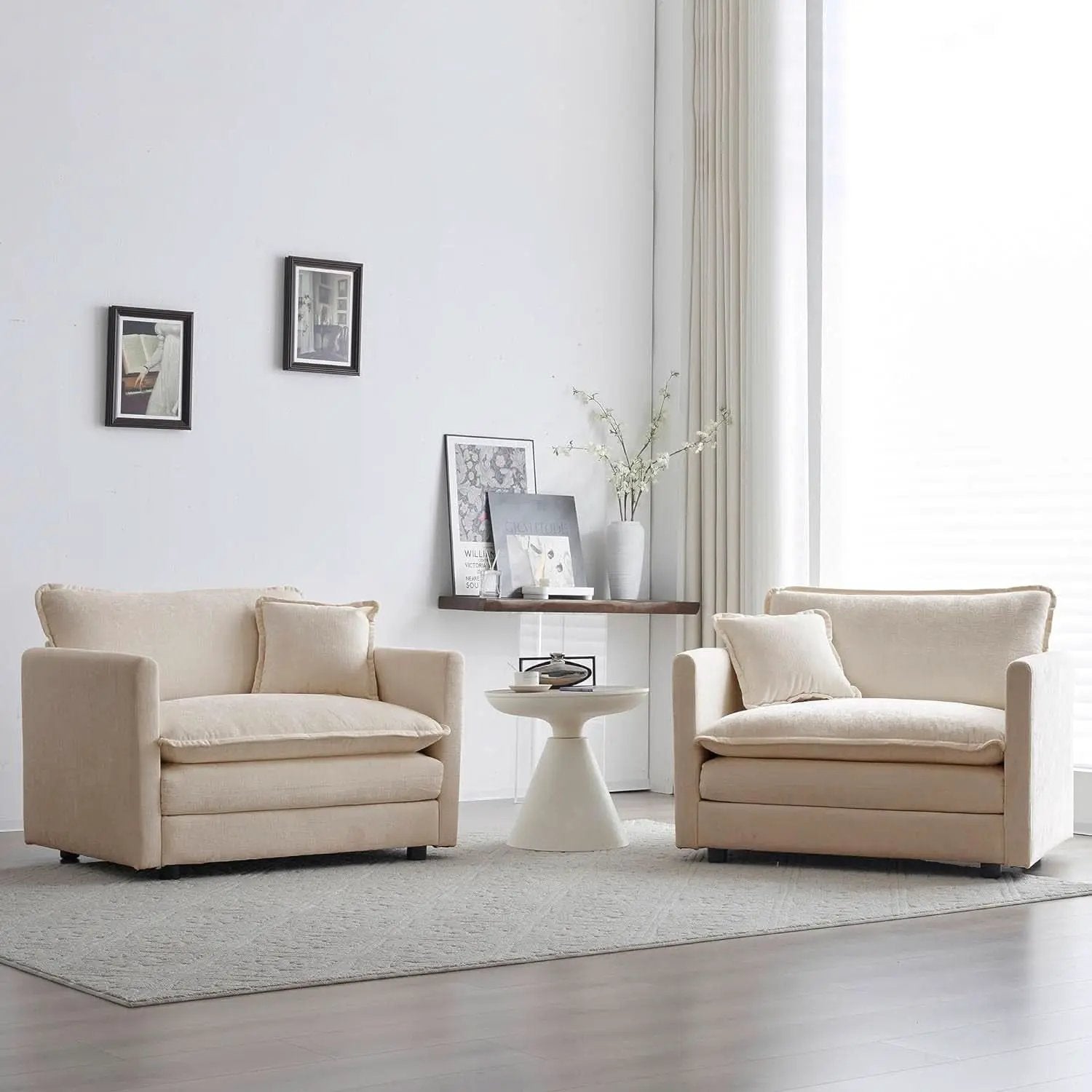 Comfy Chenille Sofa Chair with Toss Pillow Light Coffee from PriceLows™