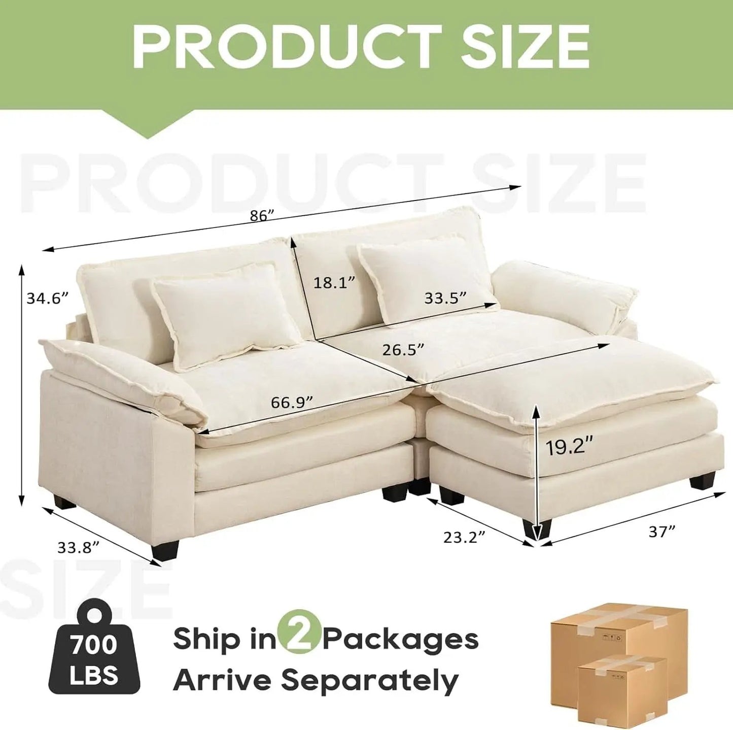 Comfy Cloud Couch Modular Sofa with Ottoman and Pillows from PriceLows™