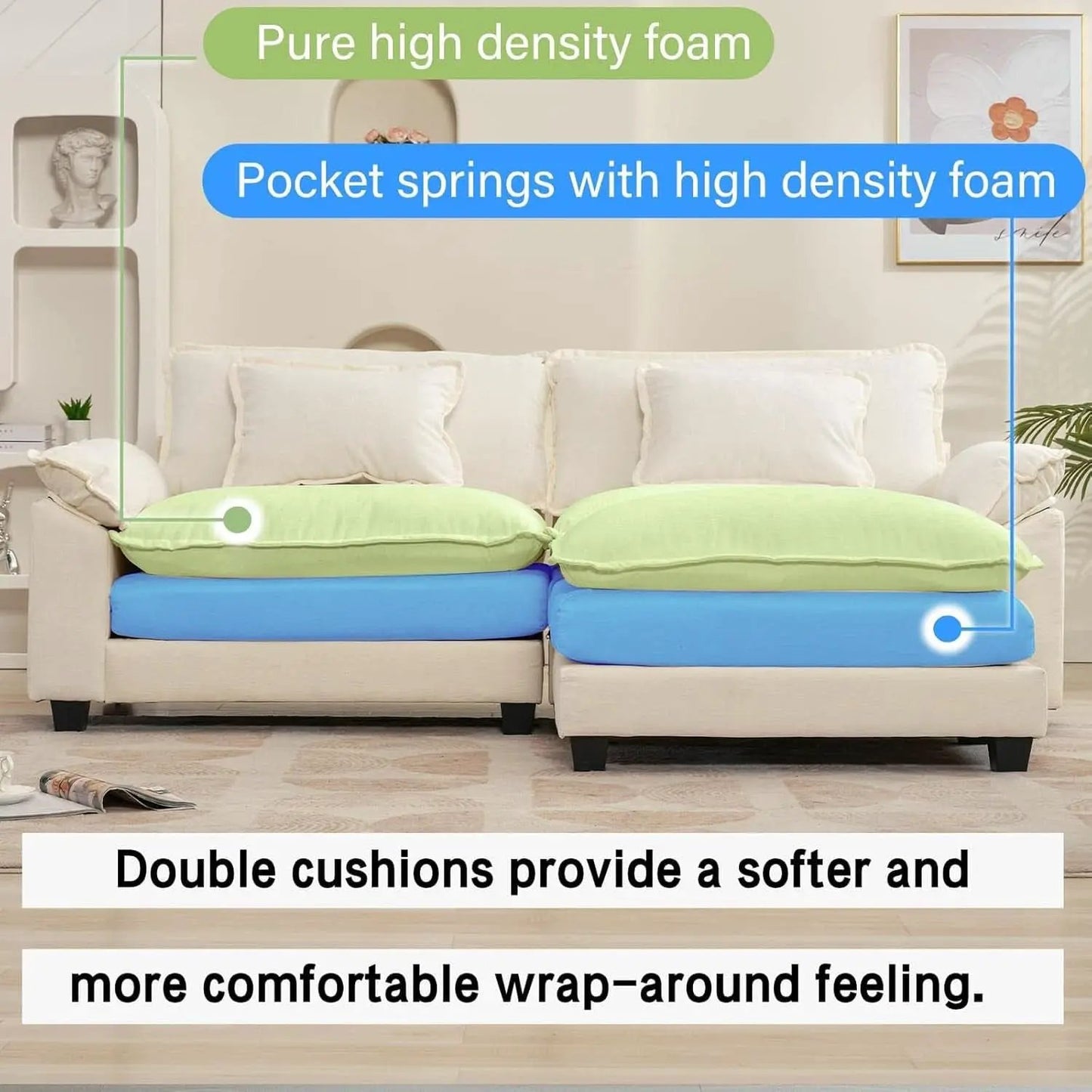 Comfy Cloud Couch Modular Sofa with Ottoman and Pillows from PriceLows™