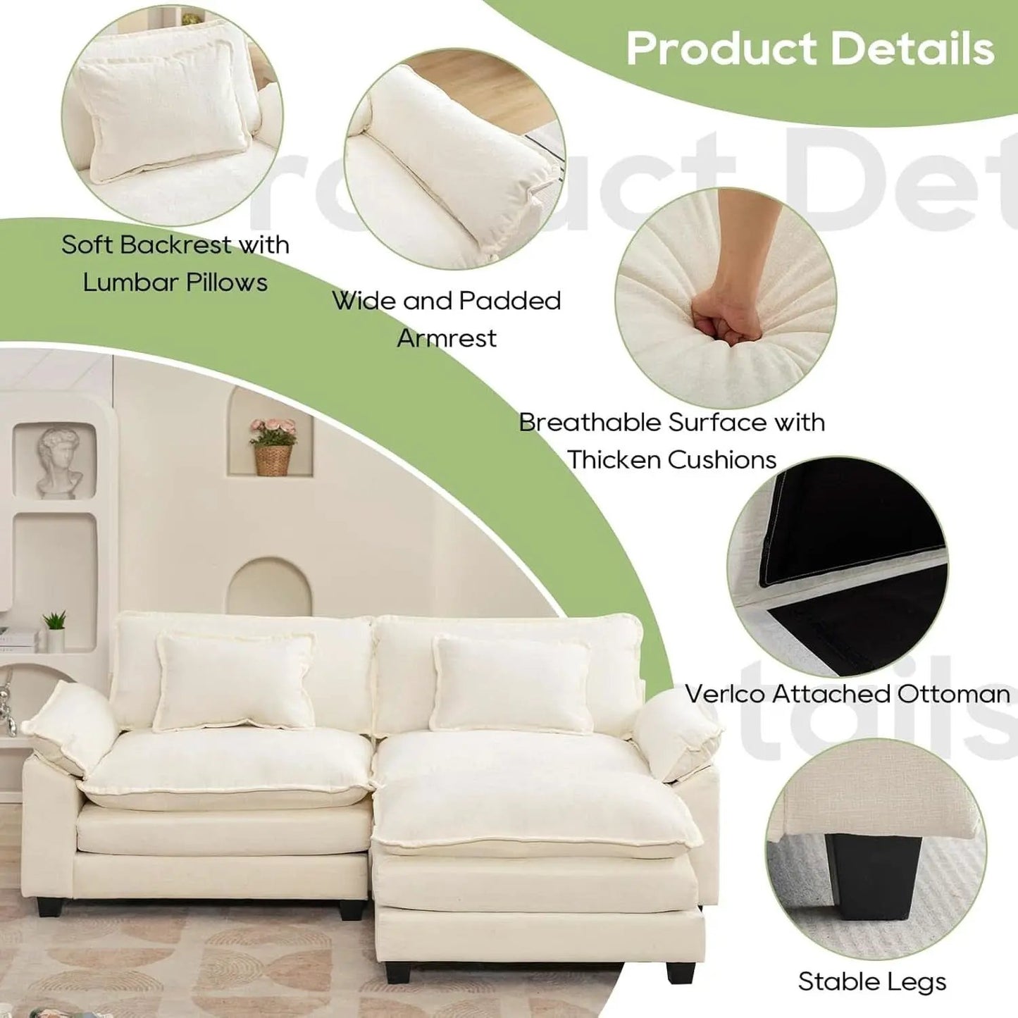 Comfy Cloud Couch Modular Sofa with Ottoman and Pillows from PriceLows™