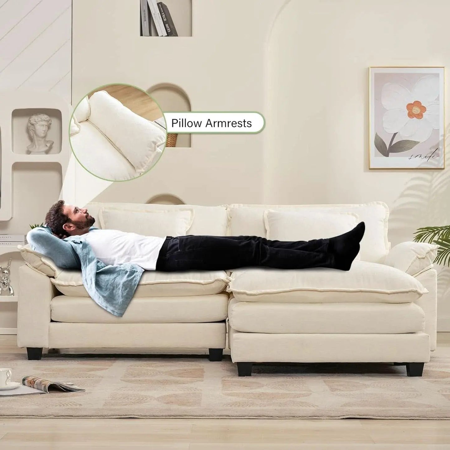 Comfy Cloud Couch Modular Sofa with Ottoman and Pillows from PriceLows™