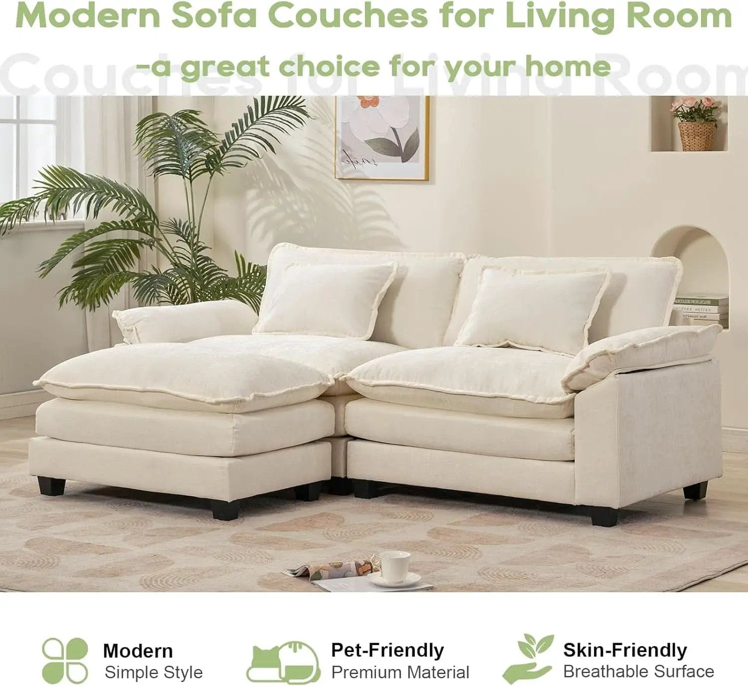 Comfy Cloud Couch Modular Sofa with Ottoman and Pillows from PriceLows™