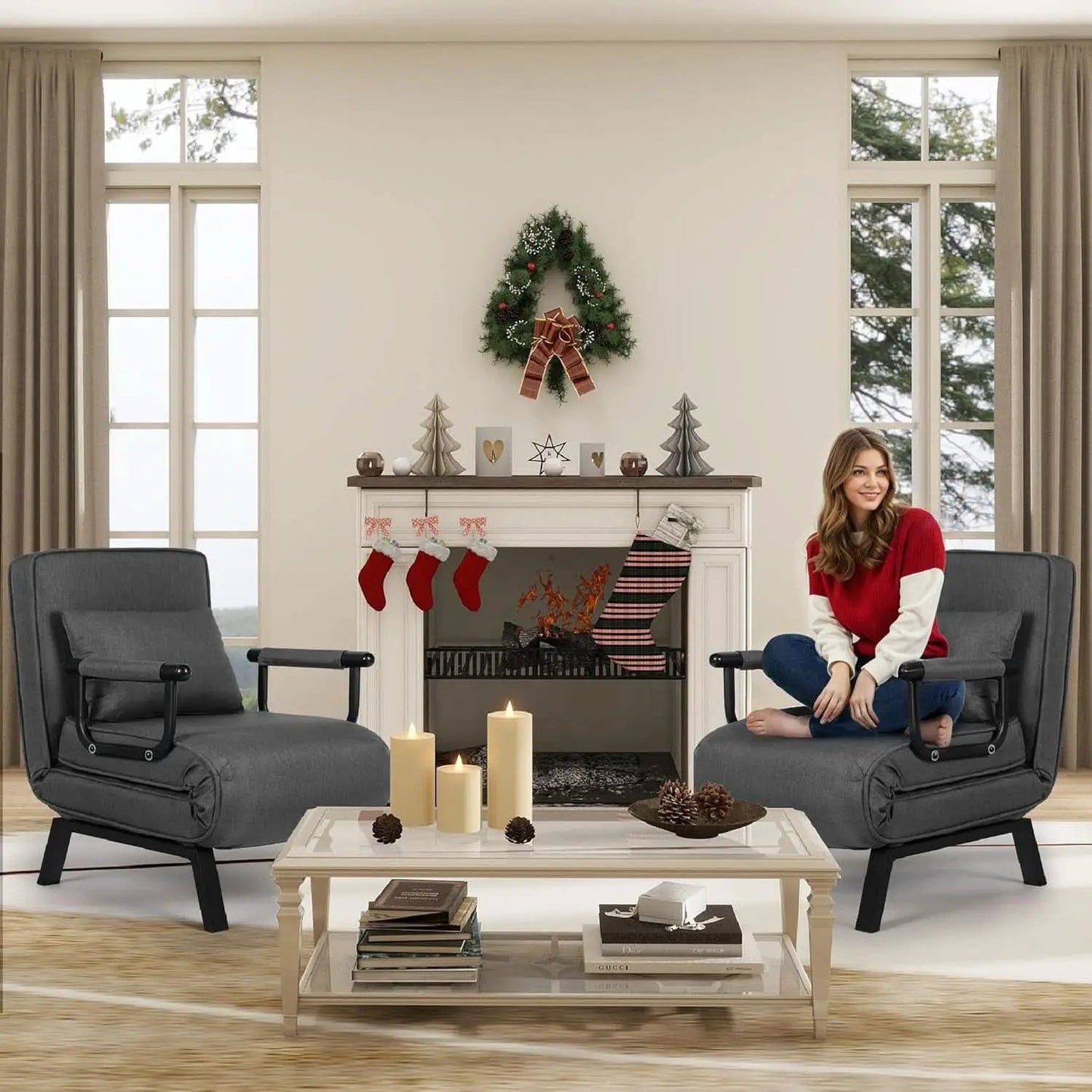 Comfy Convertible Sleep Chair Bed with Adjustable Backrest from PriceLows™