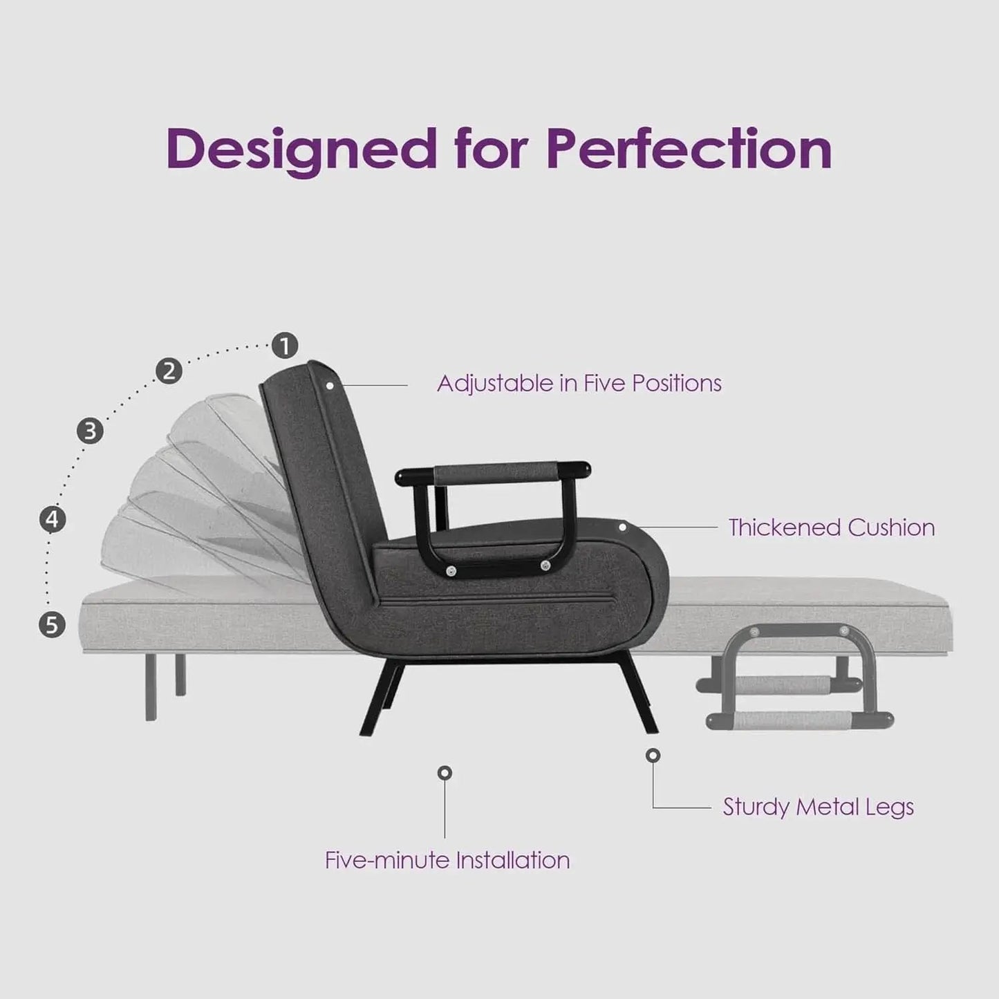 Comfy Convertible Sleep Chair Bed with Adjustable Backrest from PriceLows™